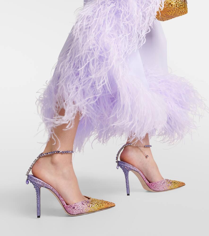 Jimmy Choo Saeda 100 Embellished Satin Pumps in Metallic Lyst