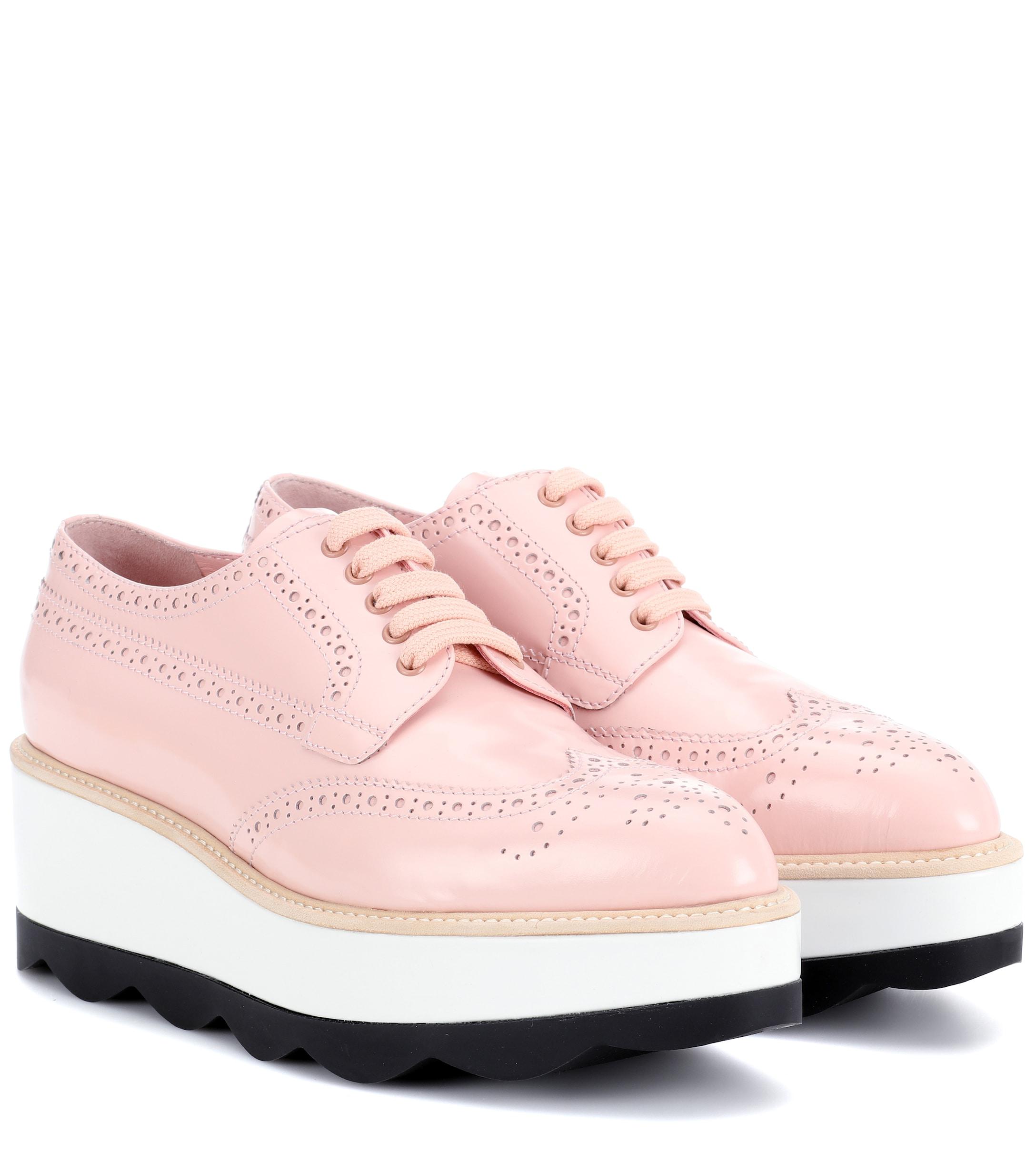 Prada Leather Platform Oxford Shoes in Pink | Lyst