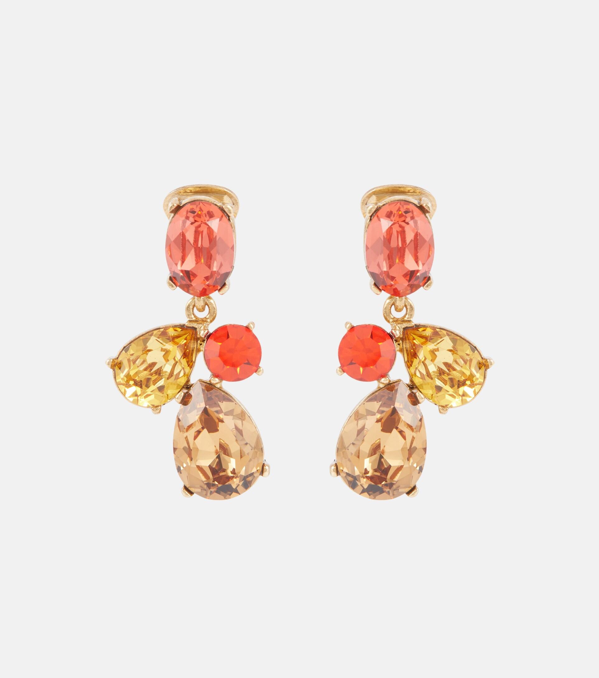 Oscar de la Renta Candy Drop Crystal Clip-on Earrings in White | Lyst
