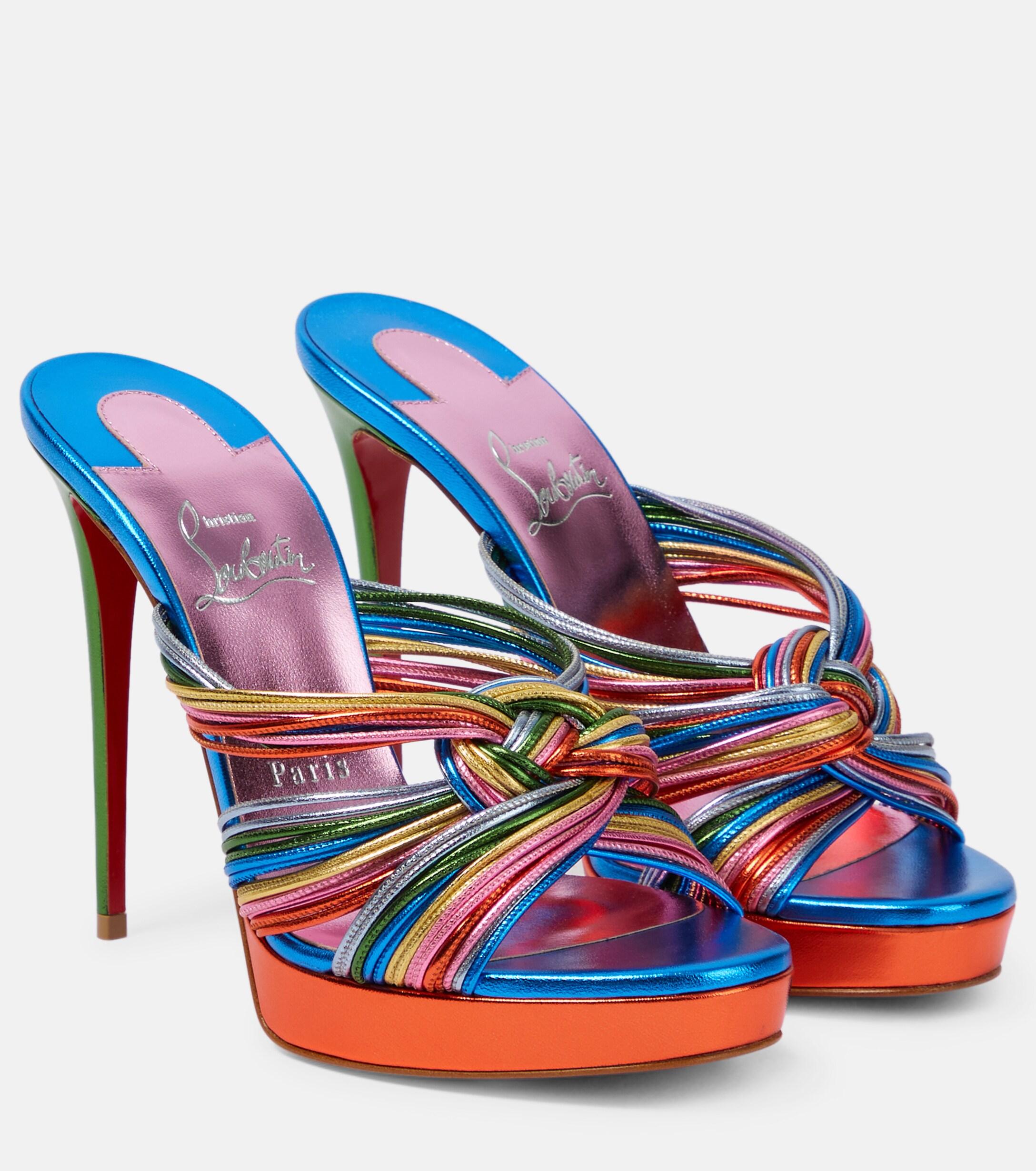 Christian Louboutin Multitaski Woven Metallic Leather Sandals in Blue |  Lyst Australia