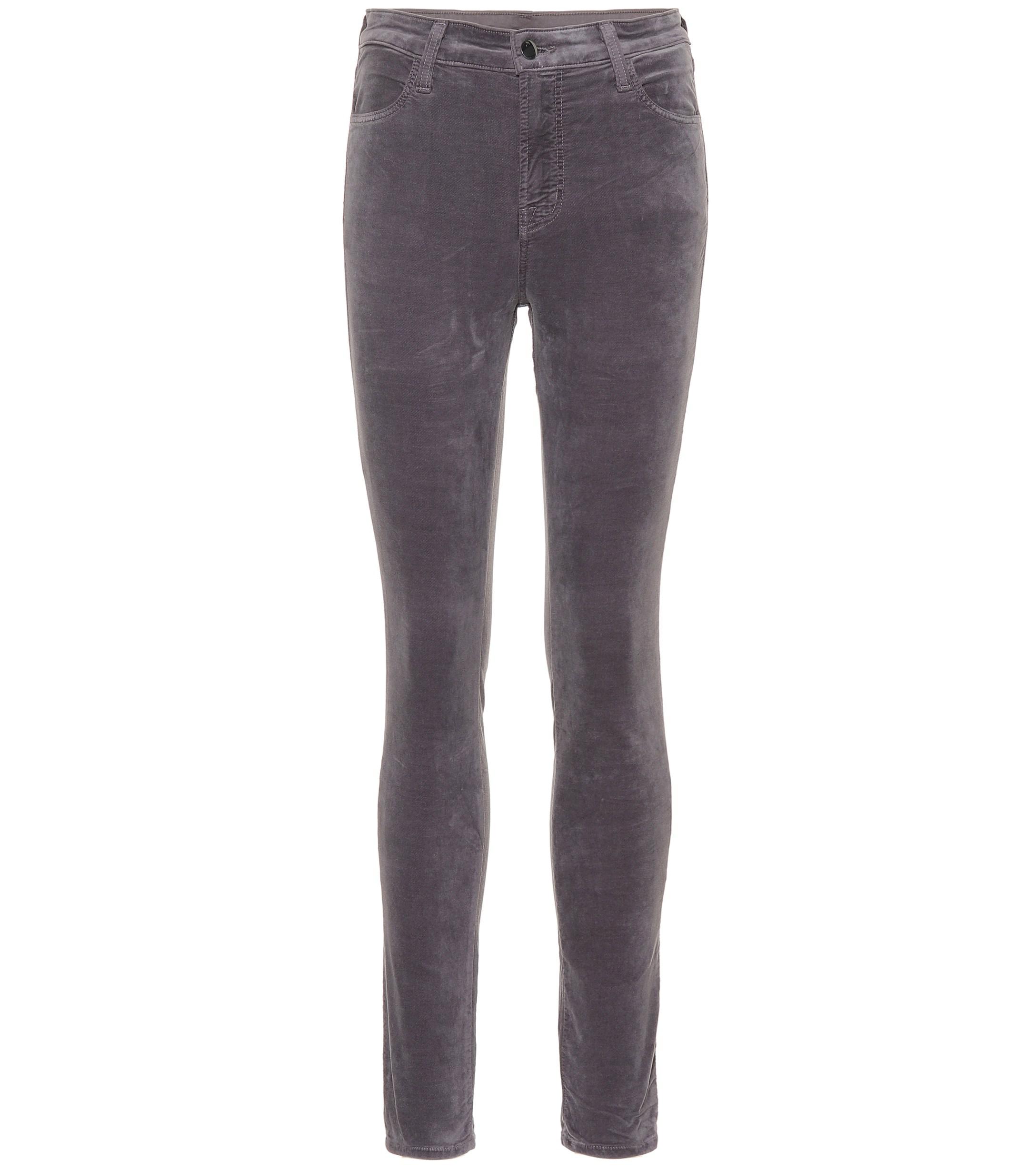 J Brand Maria Highrise Velvet Skinny Jeans in Grey (Gray) Lyst