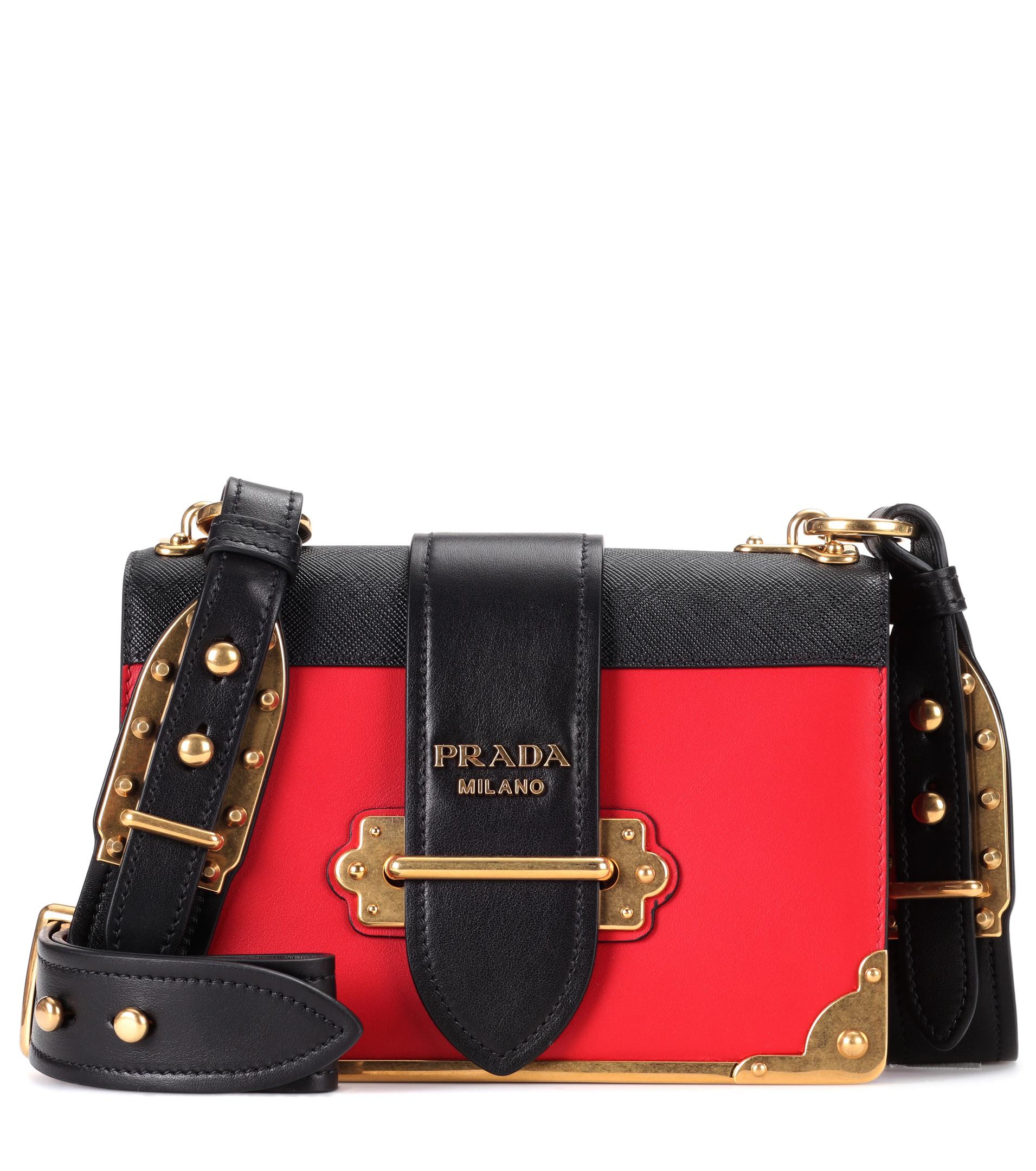 Prada Cahier Leather Shoulder Bag in Red Lyst