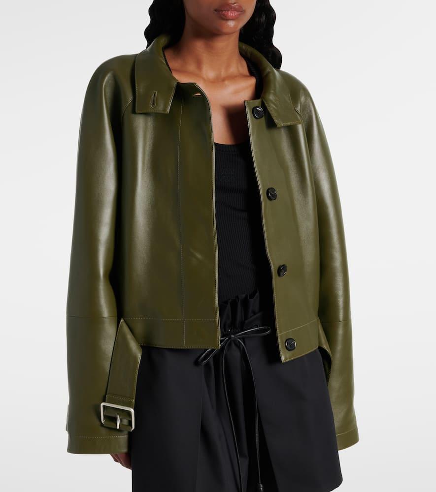Loewe Anagram Leather Jacket in Green | Lyst UK