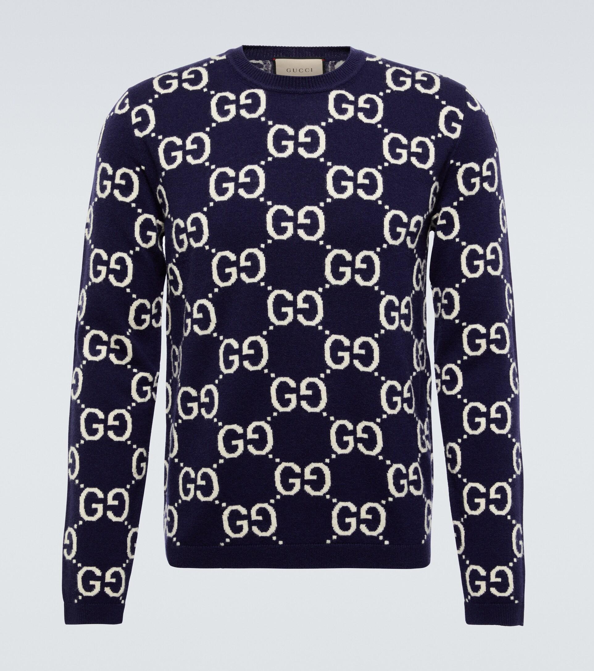 Per ongeluk verdediging overspringen Gucci GG Jacquard Wool Sweater in Blue for Men | Lyst