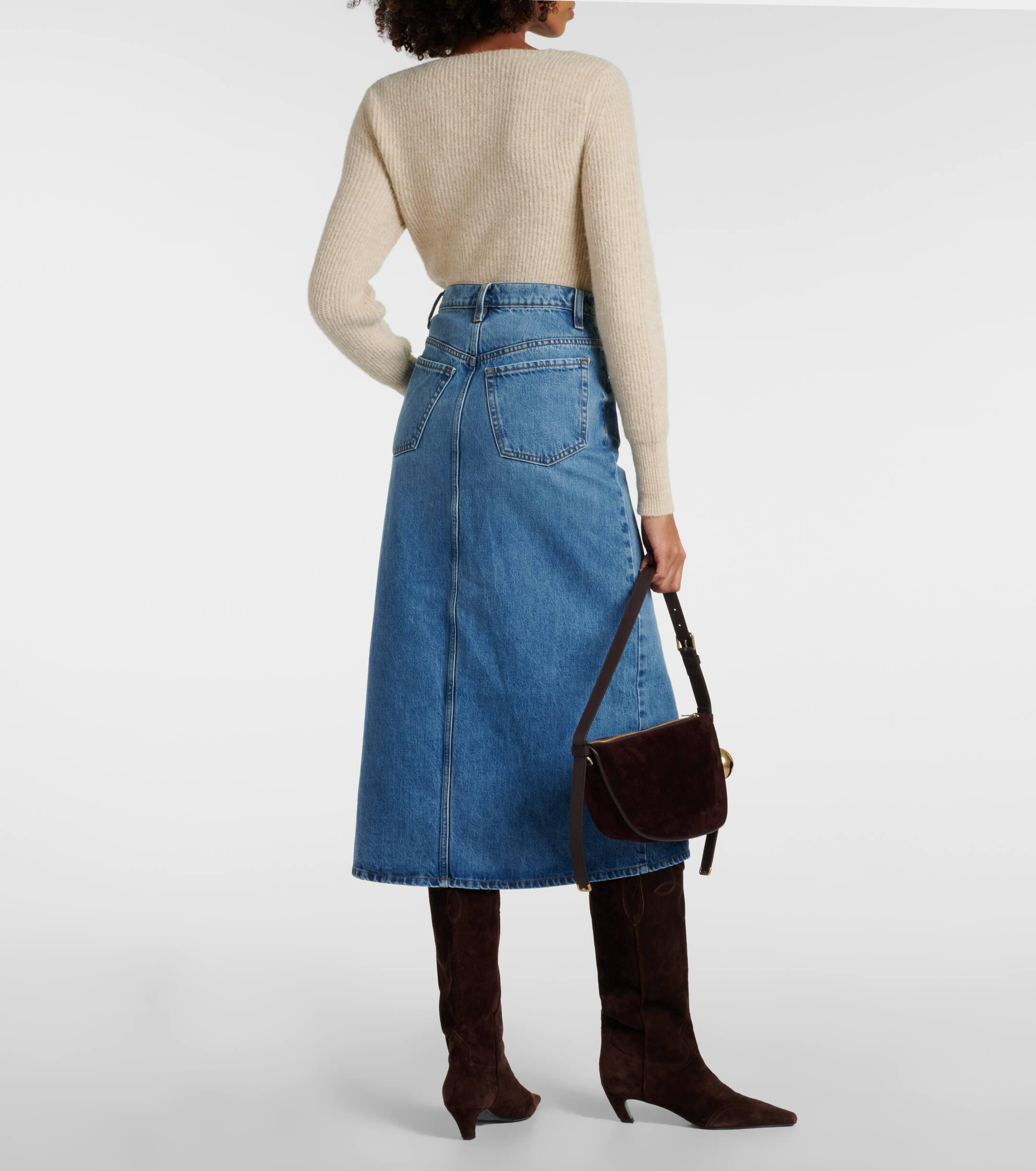 FRAME Midaxi Denim Midi Skirt in Blue Lyst UK
