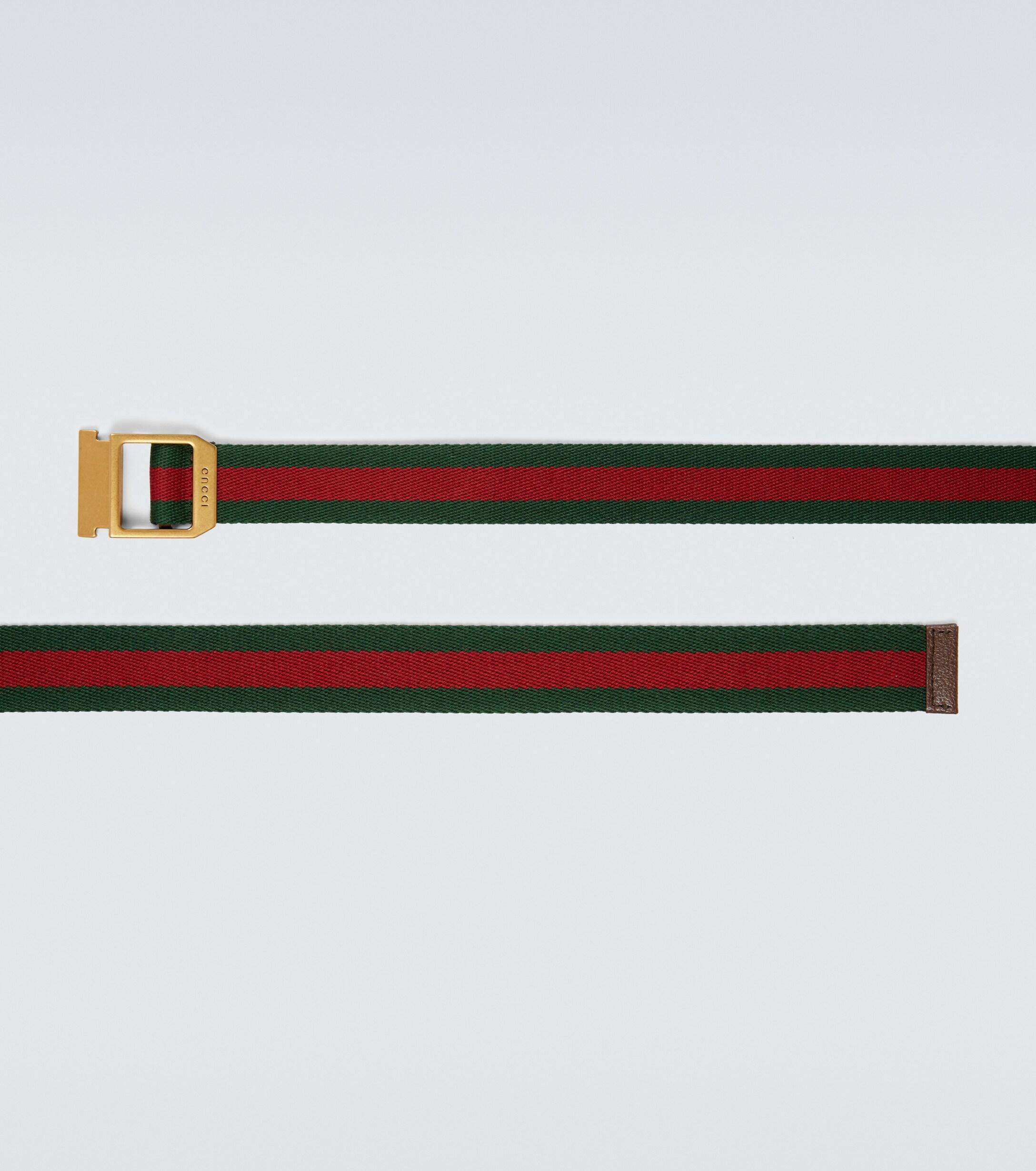 Gucci Green and Cream Web Stripe Belt with Gold Buckle Gucci Green & Red Web Belt with G Buckle main image 2