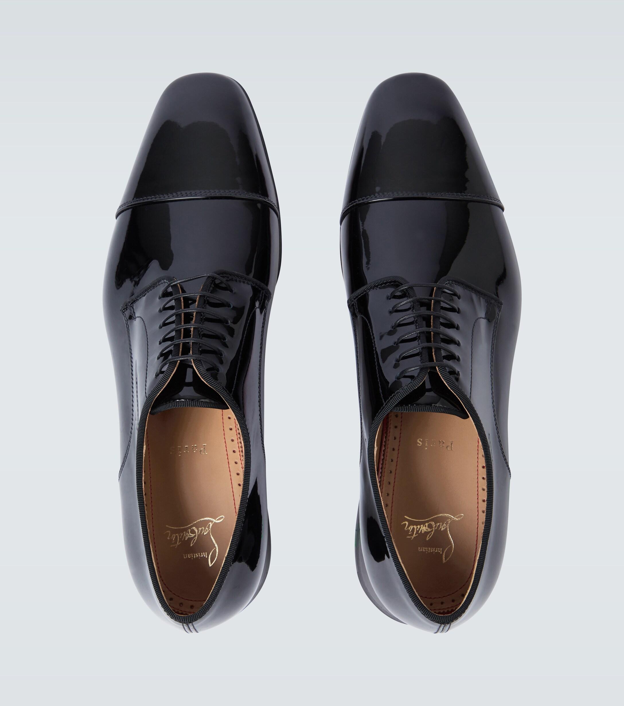 Christian Louboutin Toto Patent Leather Derby Shoes in Black for Men | Lyst