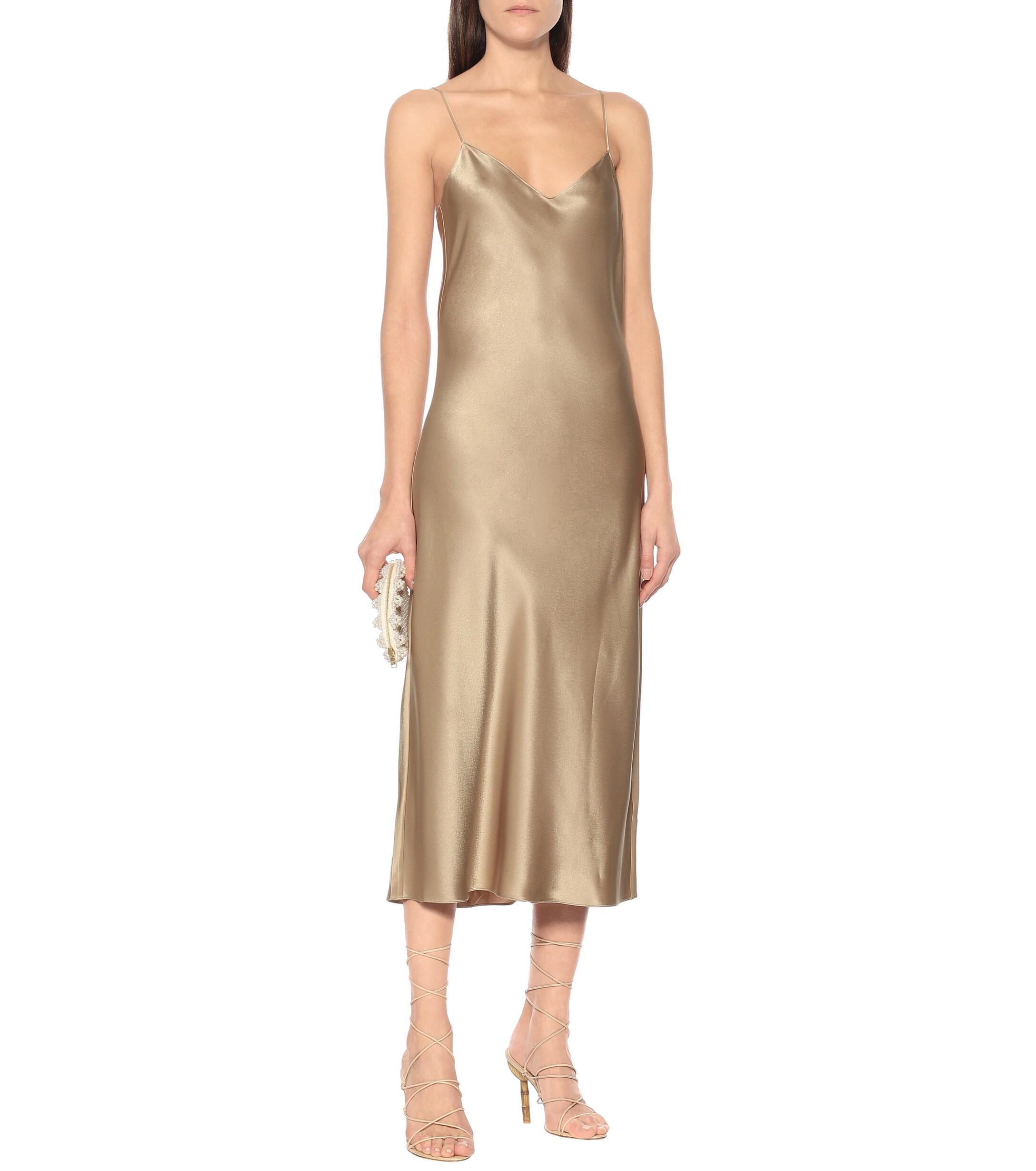 Polo Ralph Lauren Satin Slip Dress in Gold (Metallic) - Lyst