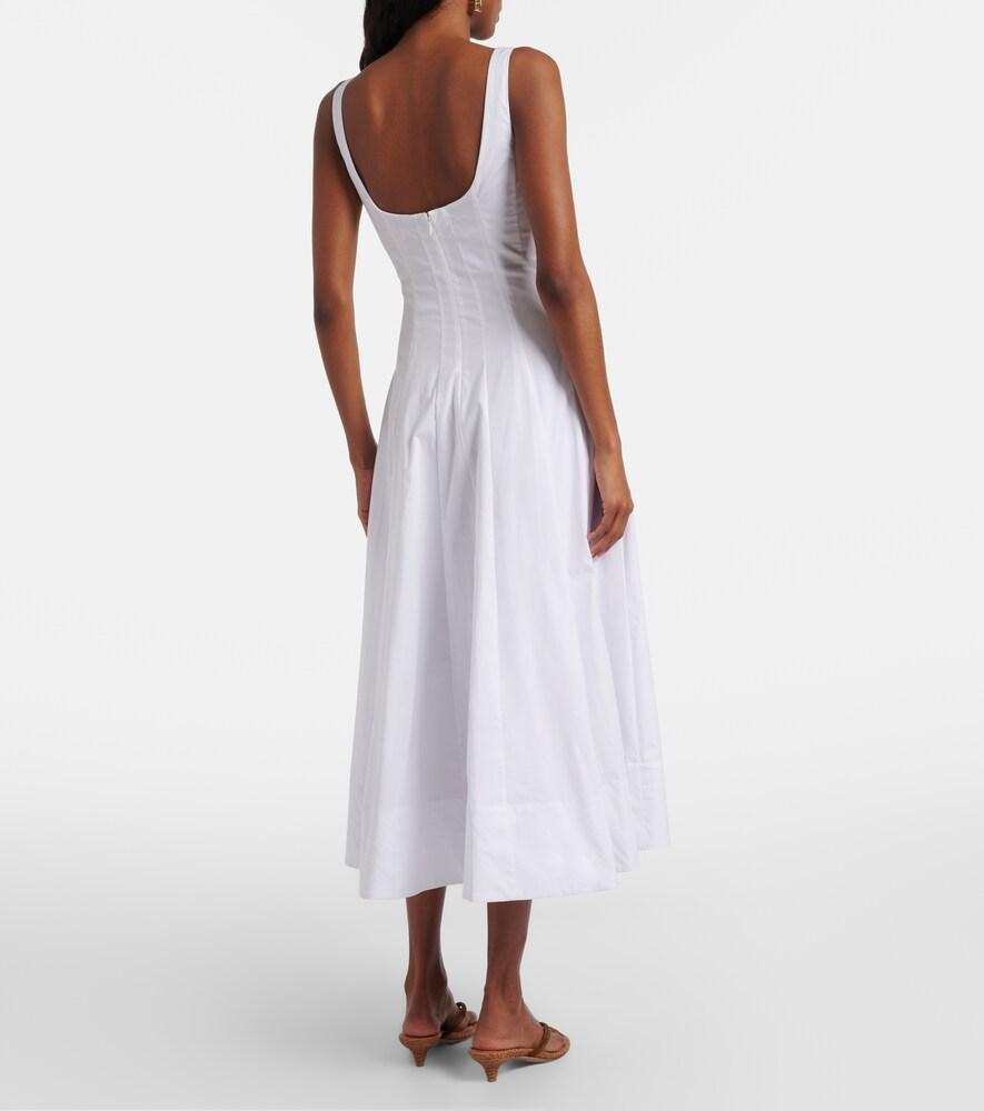strapless open back dress Wells Navy Embroidered Poplin Midi Dress main image 0