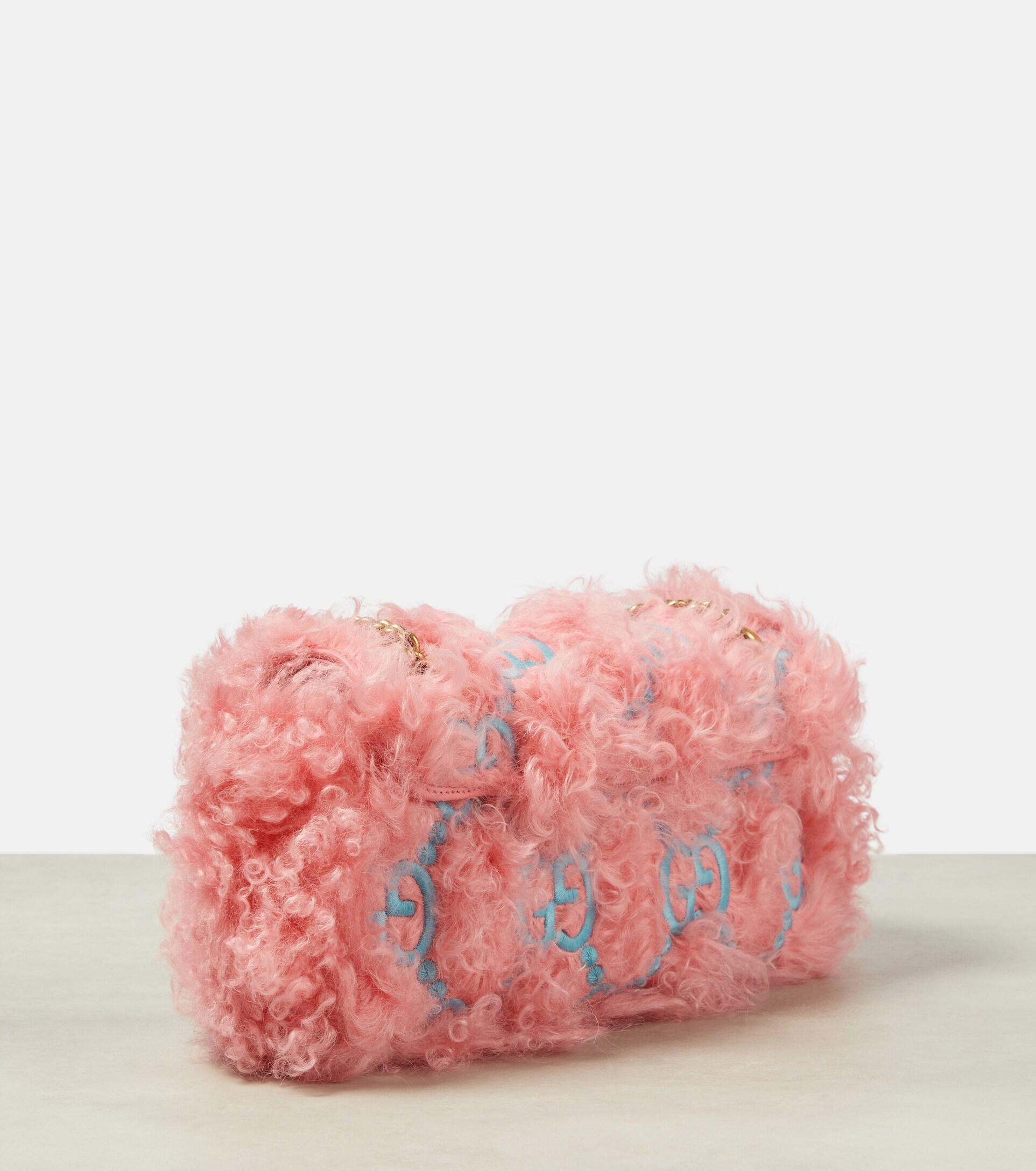 GG Marmont super mini bag in light pink shearling