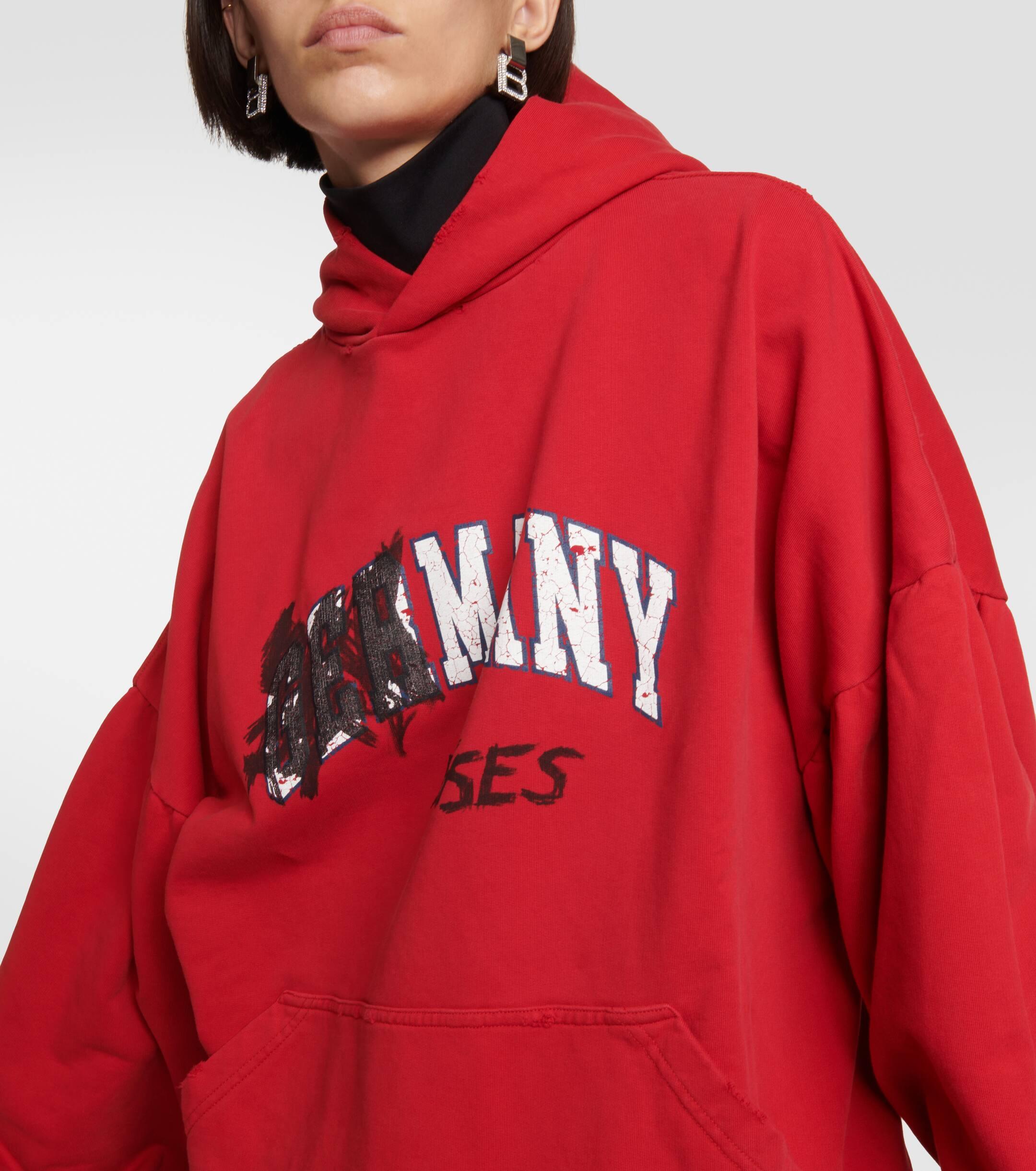 Balenciaga Printed Cotton Jersey Hoodie in Red Lyst UK