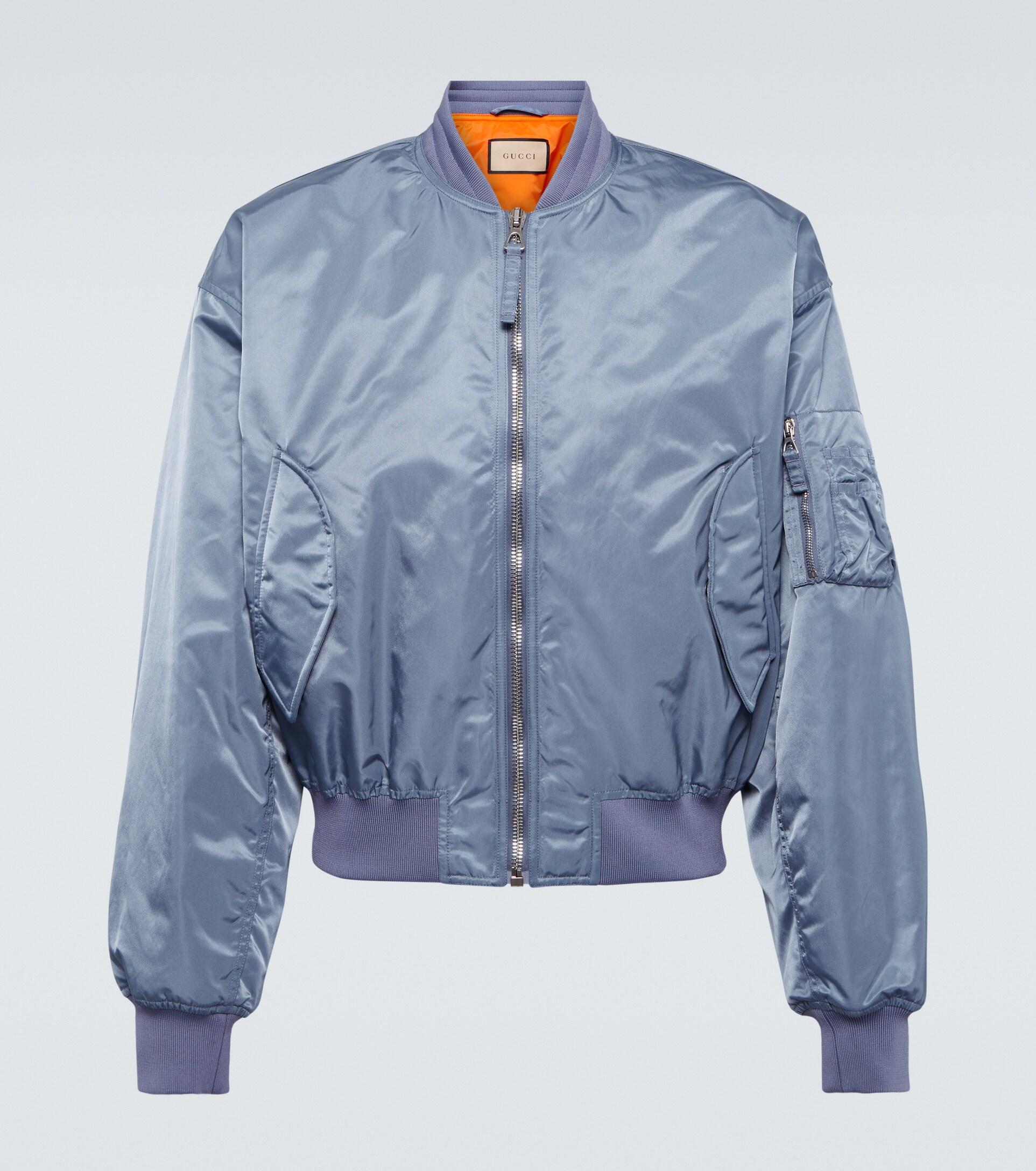 Gucci Logo Bomber Jacket in Blue for Men Lyst