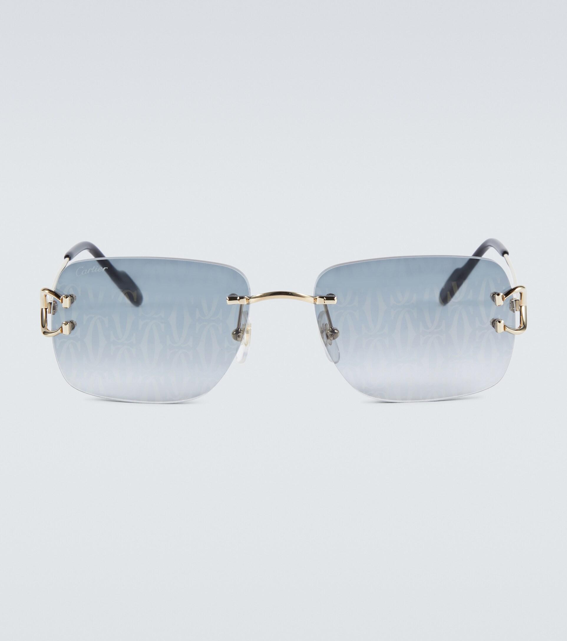 Cartier 330s Titanium Browline Sunglasses in Blue for Men | Lyst