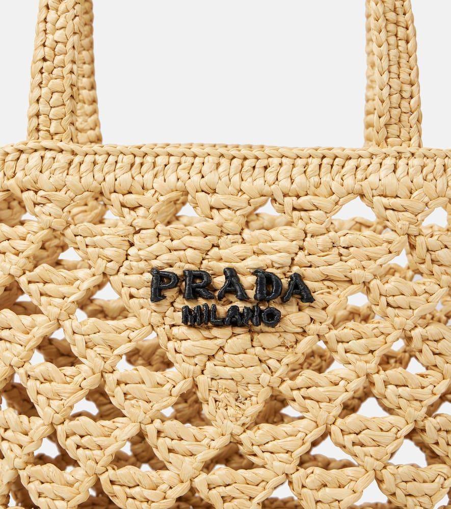 Prada Raffia Tote Bag Price Prada Logo Raffia-Effect Crochet Tote