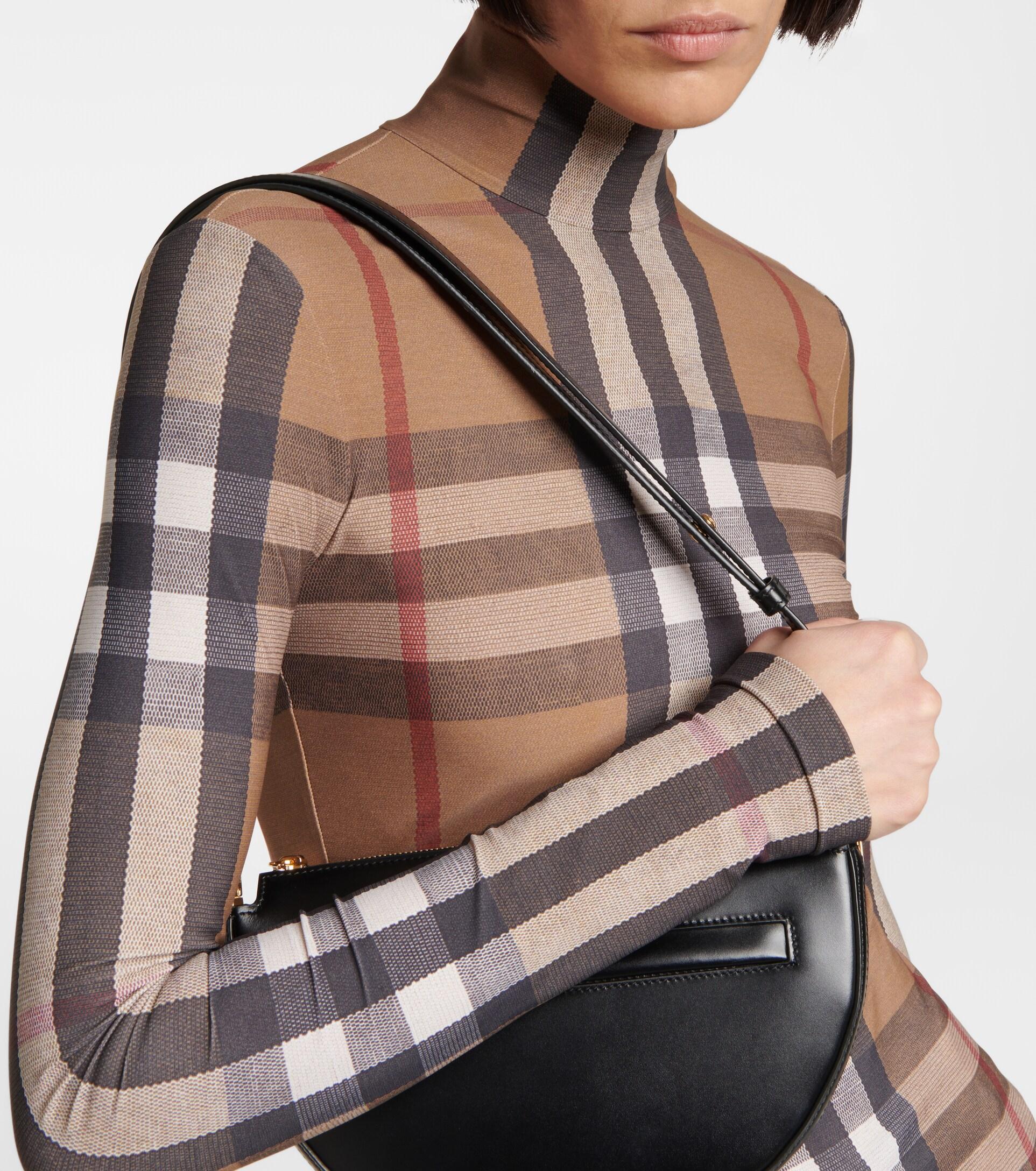Burberry Vintage Check Jersey Turtleneck Top in Brown | Lyst
