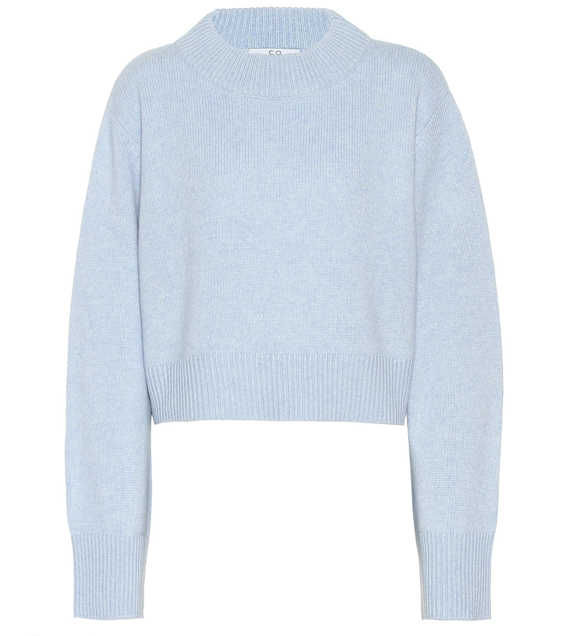 Co. Cropped Cashmere Sweater in Blue | Lyst
