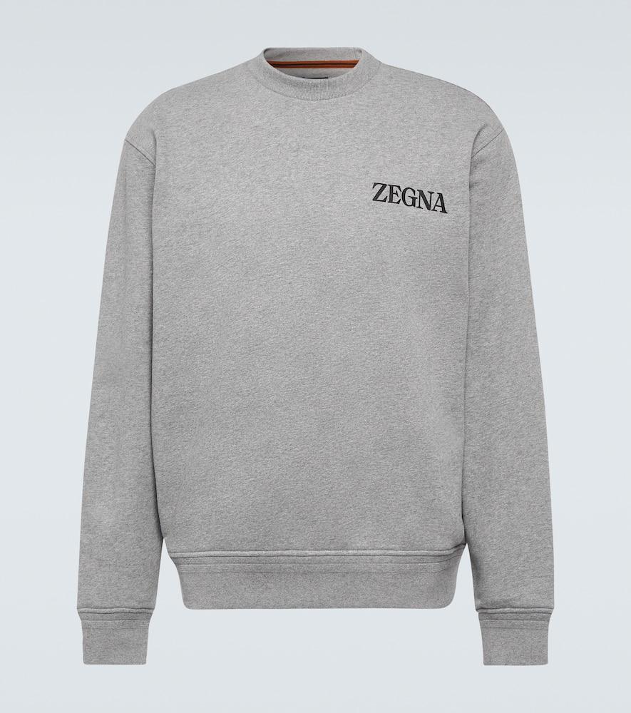 Zegna Logo Cotton Jersey Sweatshirt in Gray for Men | Lyst