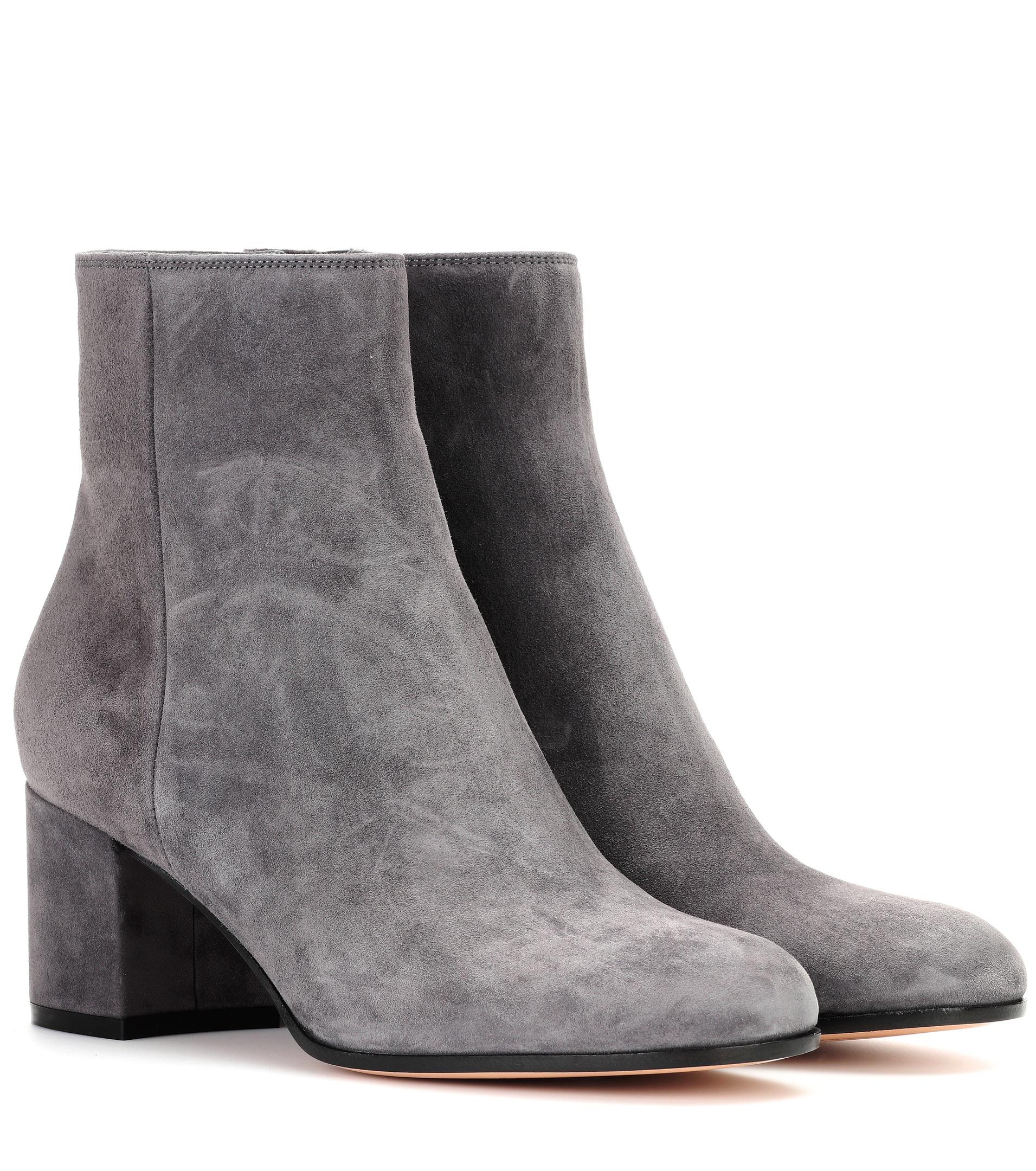 Gianvito Rossi Margaux Mid Suede Ankle Boots in Grey (Gray) - Lyst