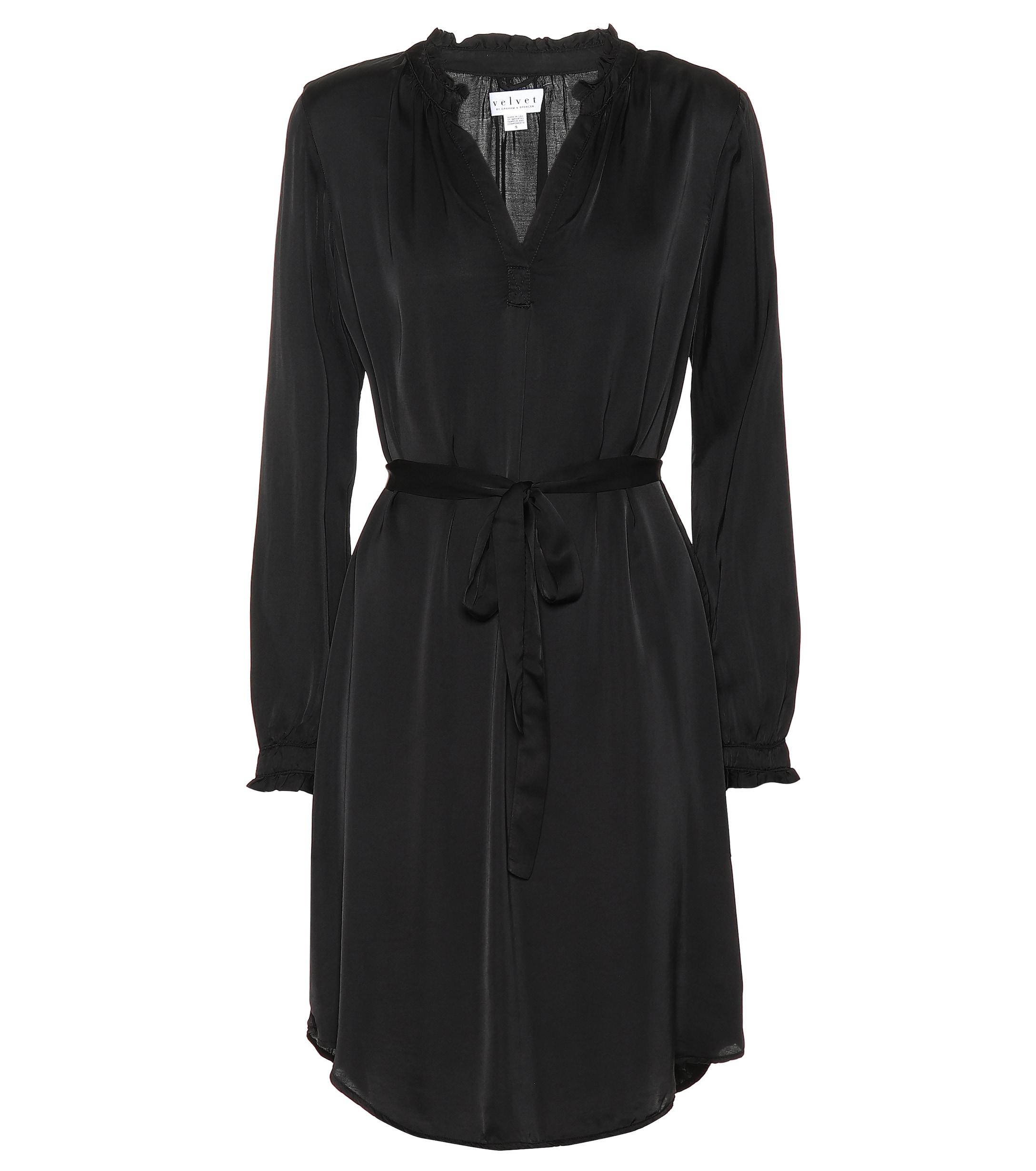 Velvet Donna Satin Midi Dress in Black - Lyst