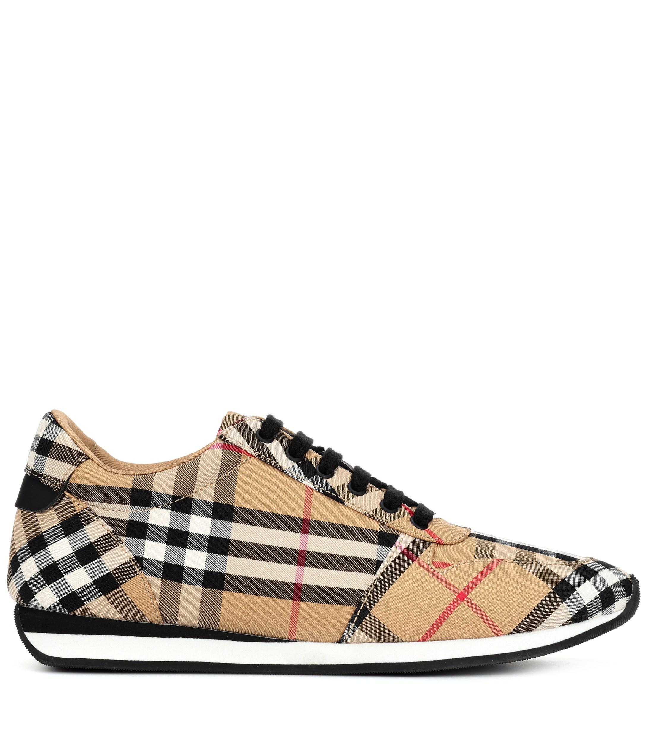 Burberry Leather Amelia Check Sneakers 