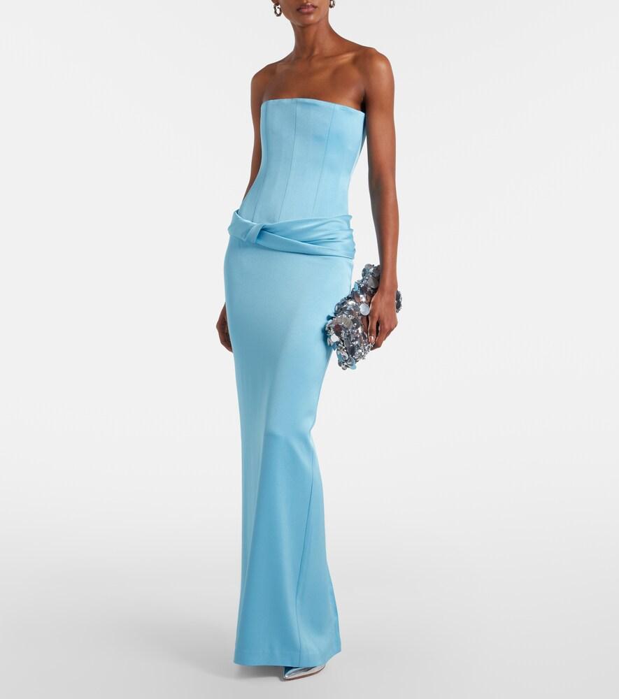blue dress light blue Sky Blue Corset Cutout Long Formal Dress with Slit, Sky Blue / Custom Size main image 1
