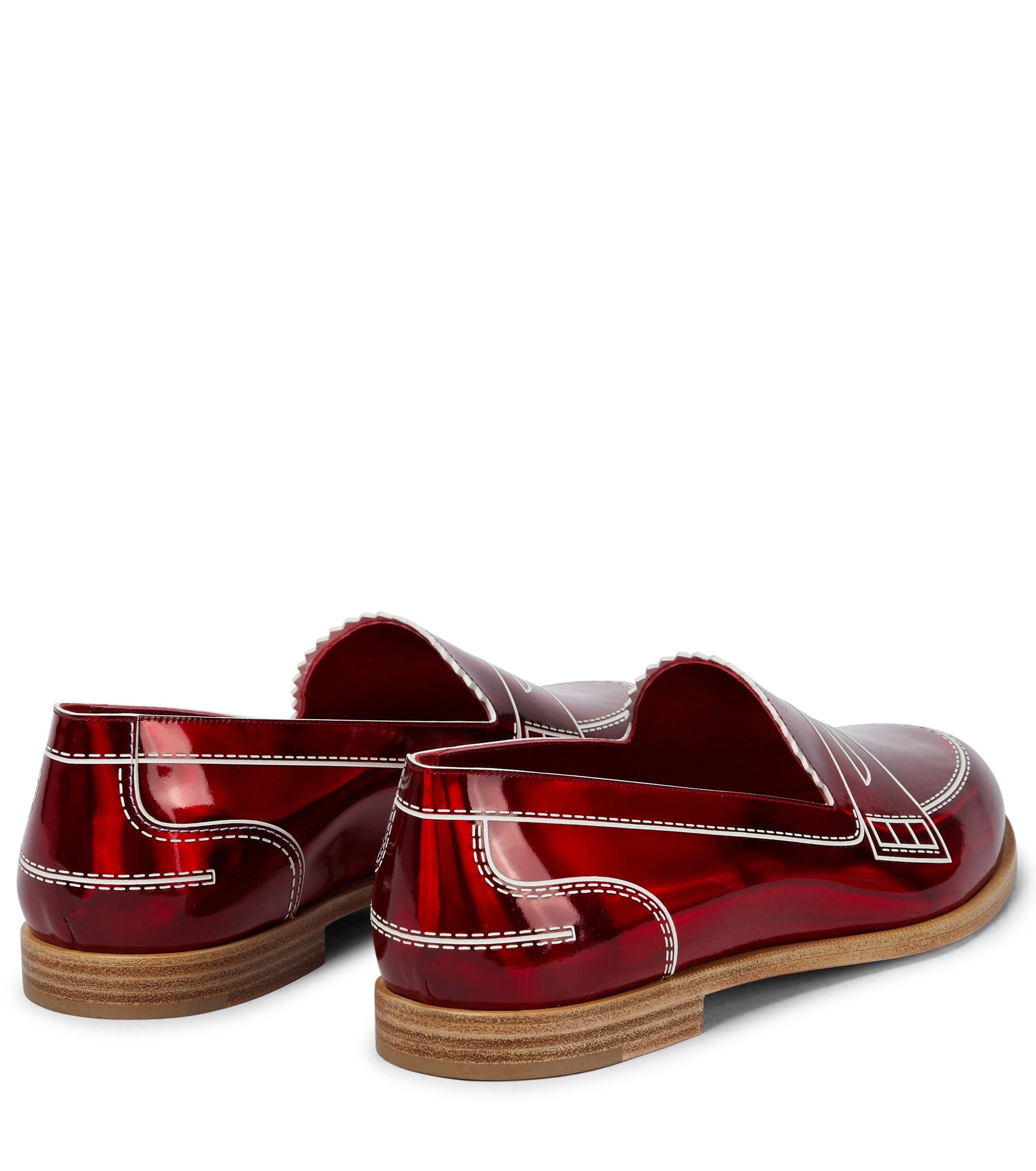 Christian Louboutin Mocalaureat Leather Loafers in Red | Lyst 