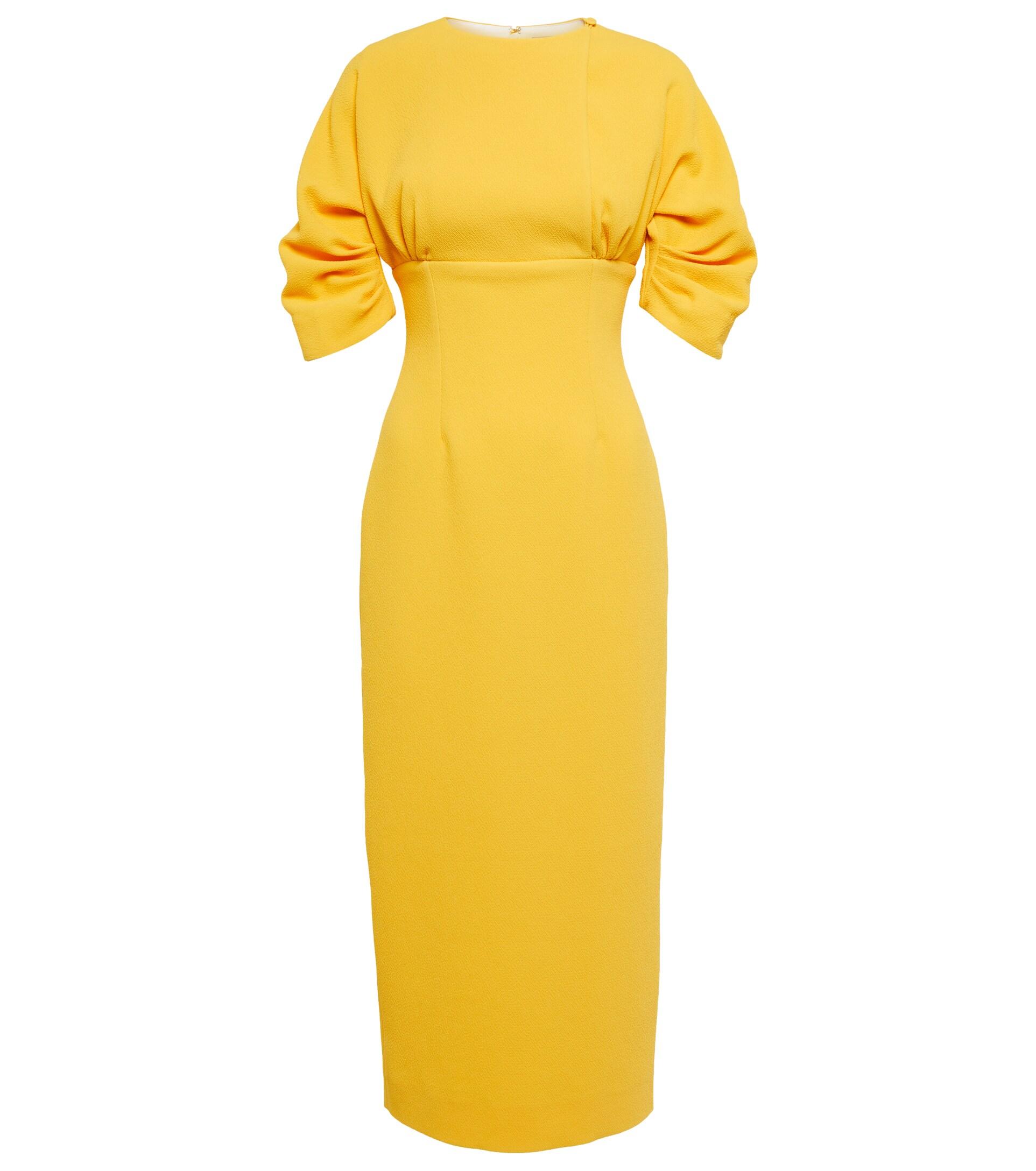 Emilia Wickstead Hannah Crepe Midi Dress in Yellow | Lyst