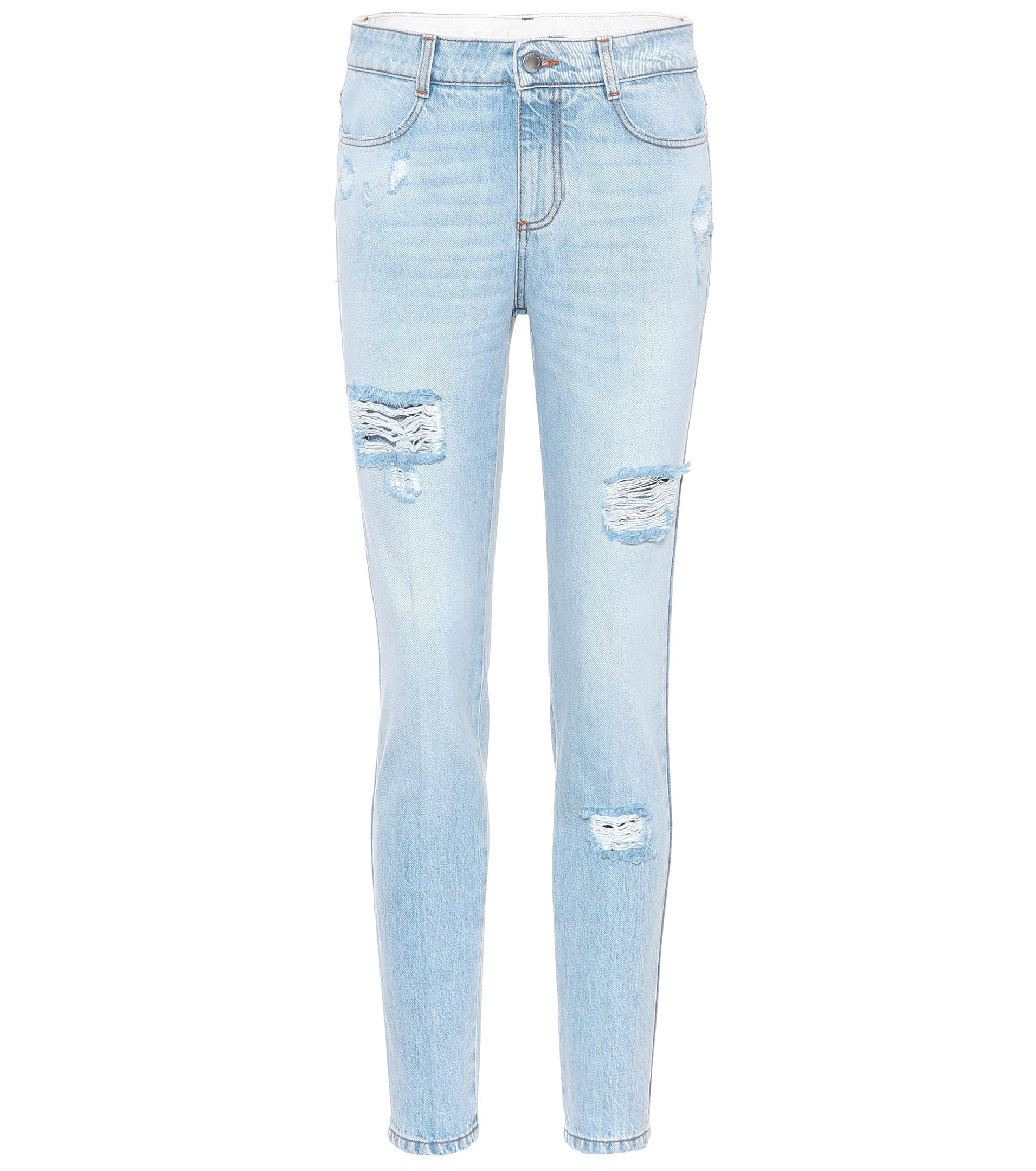 Stella Mccartney Denim Distressed Skinny Jeans In Blue Lyst