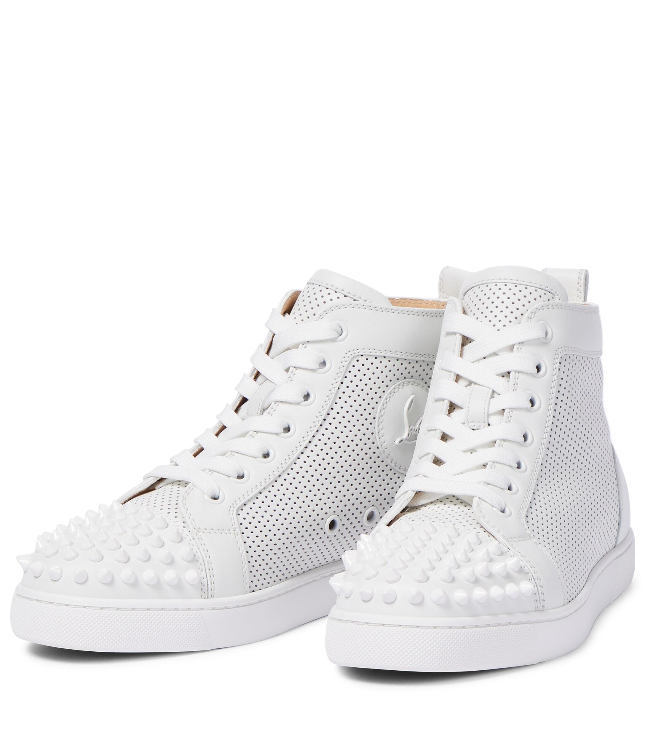 Louis leather high trainers Christian Louboutin White size 42.5 EU in  Leather - 16584571