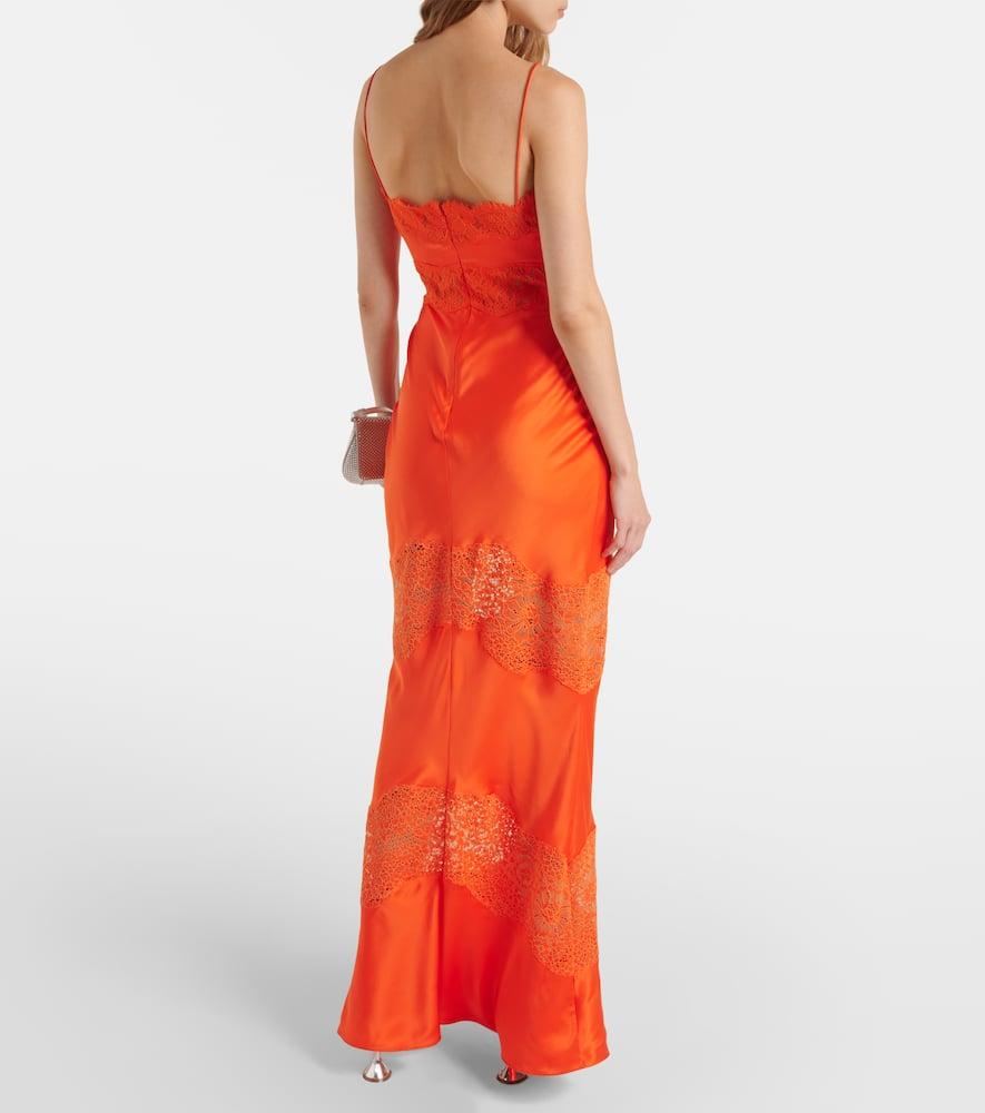 Ashley coral orange lace maxi dress sales