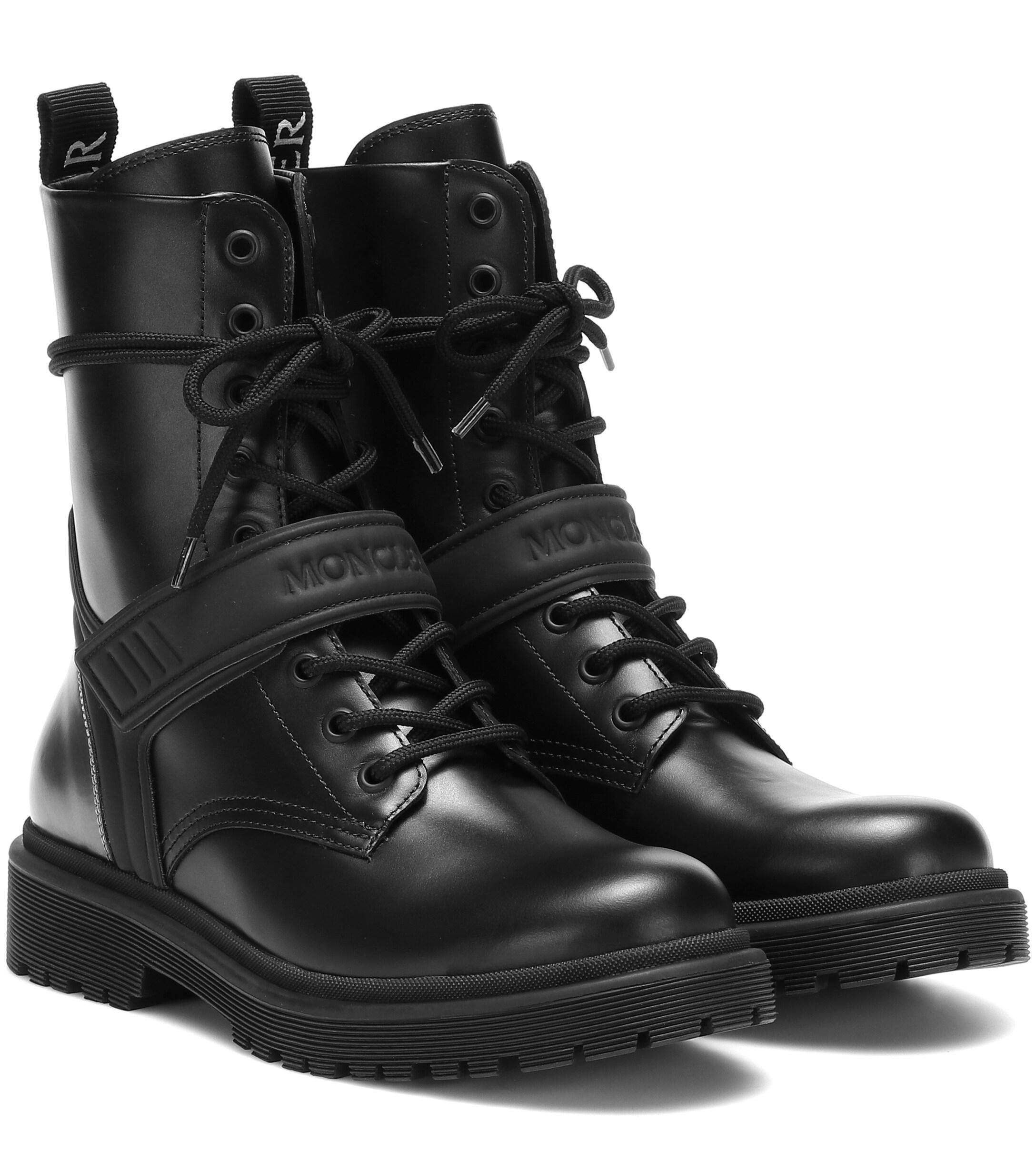 Moncler Calypso Leather Ankle Boots in Black - Lyst