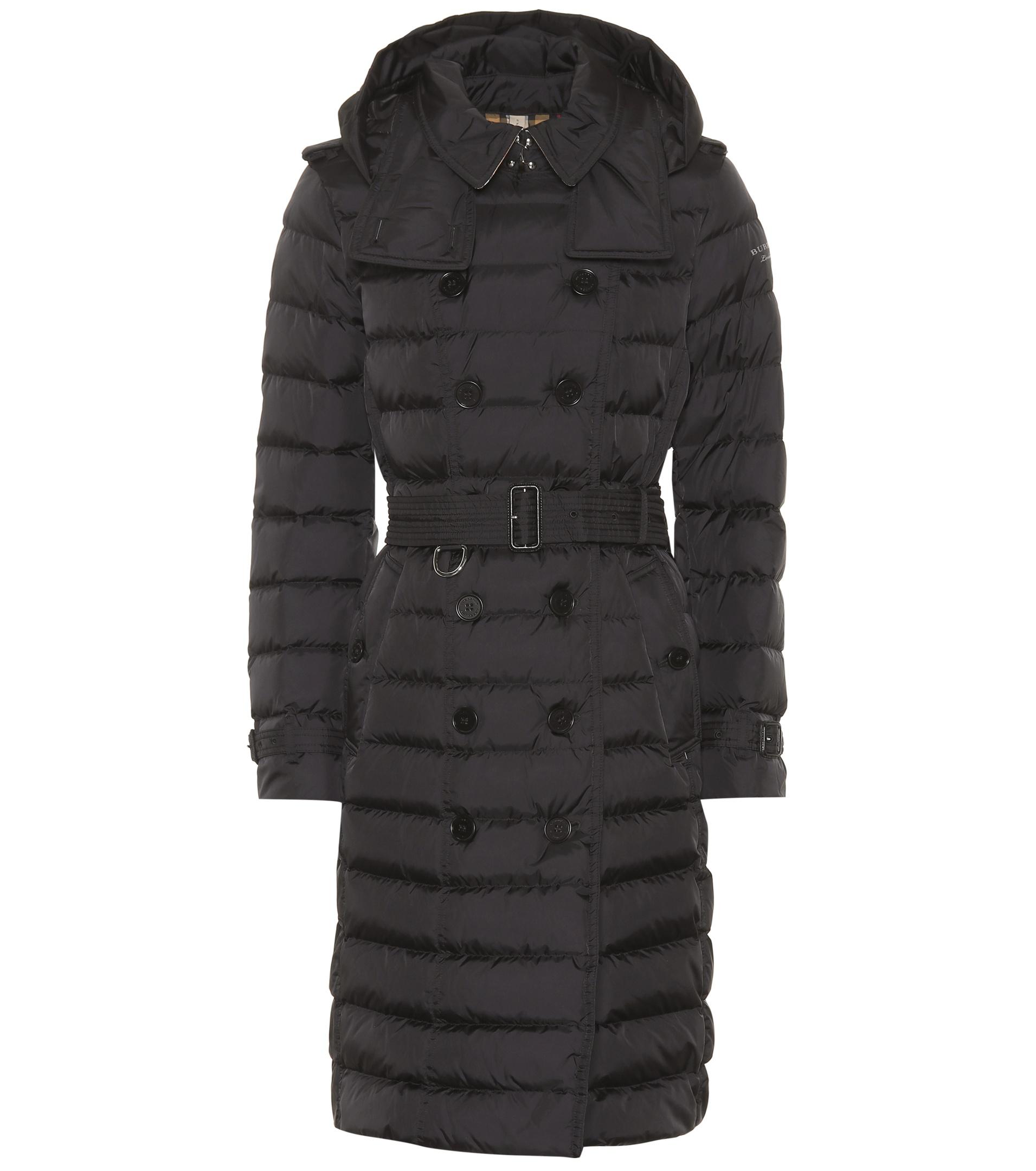 Burberry Synthetic Double-breasted Down Puffer Coat in Black - Lyst
