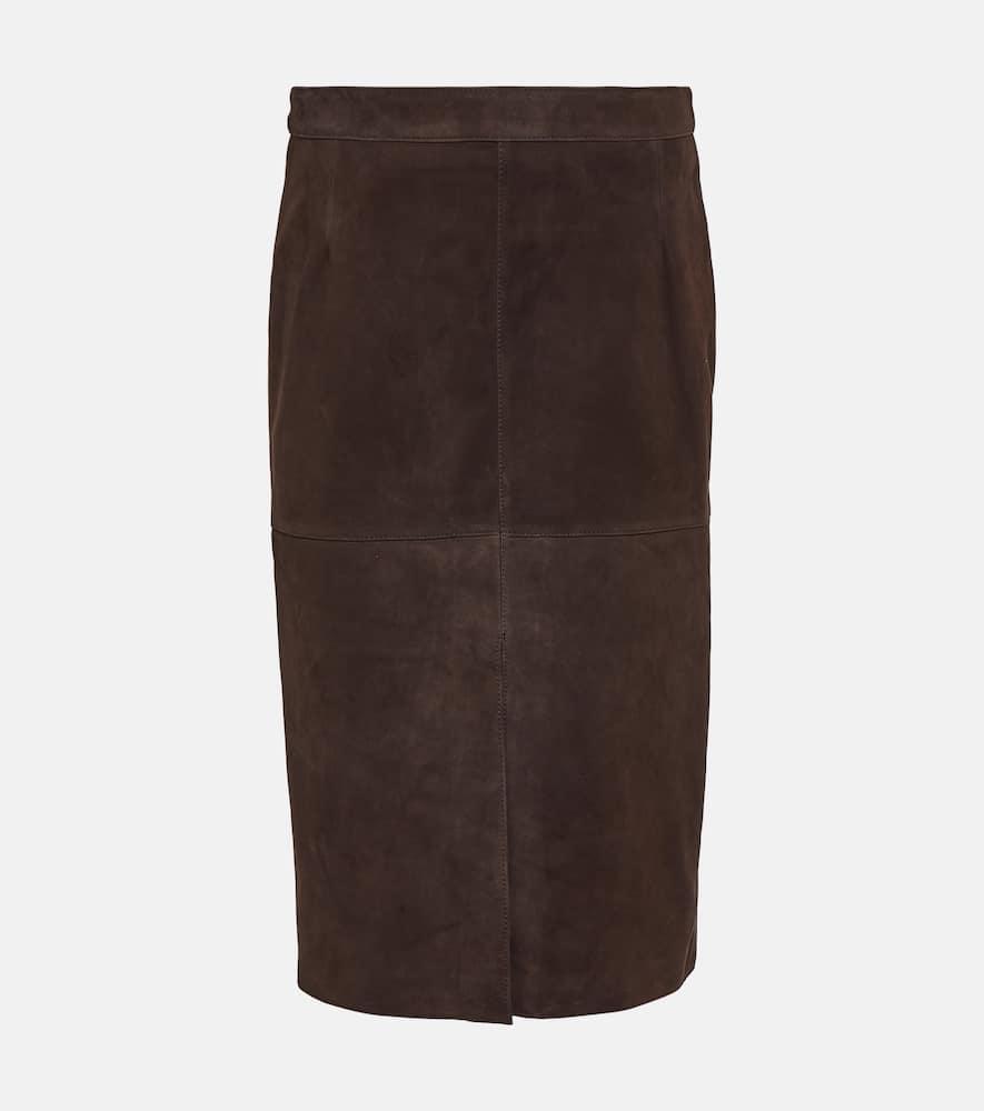 Dark brown hotsell suede pencil skirt