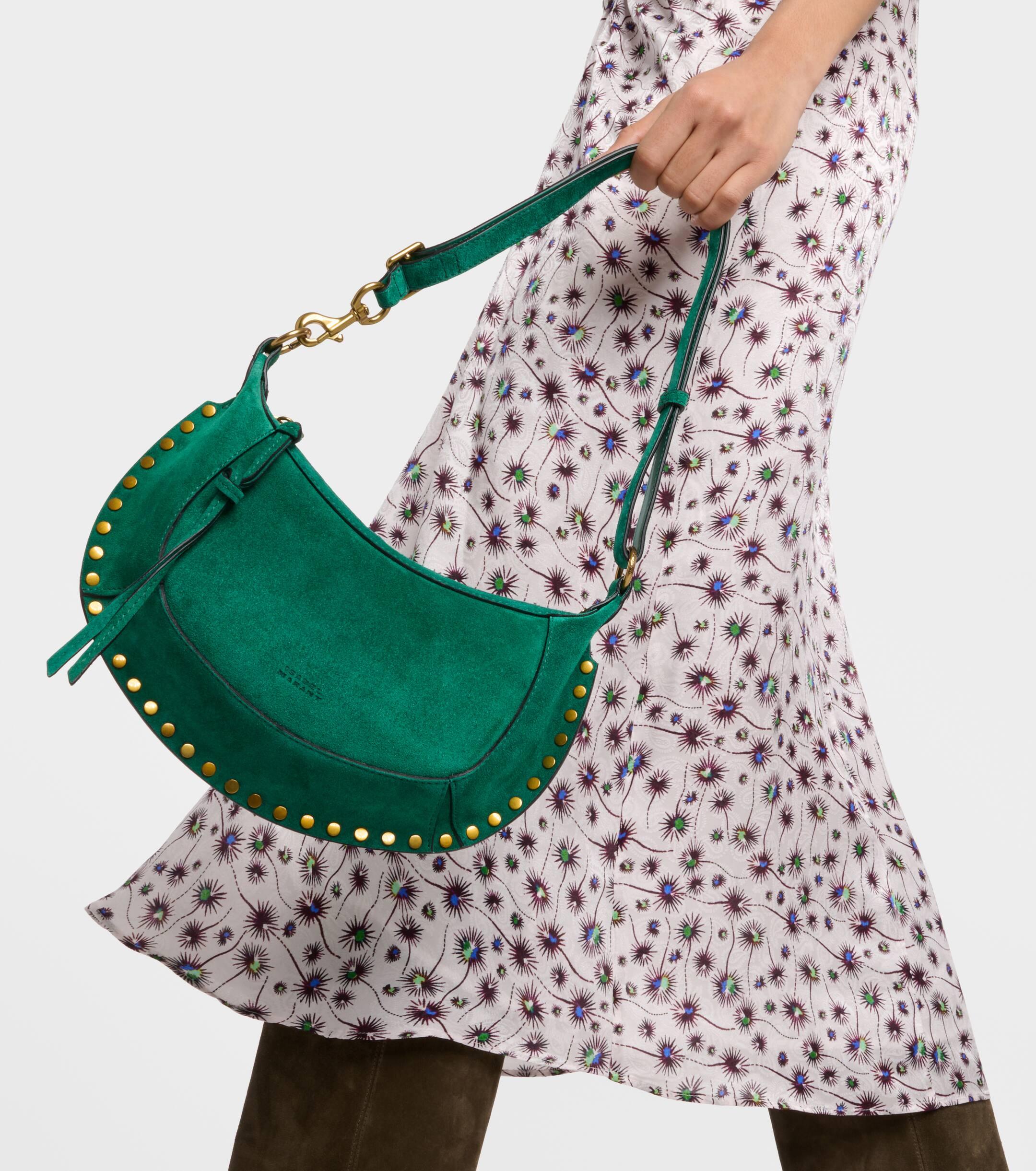 トートバッグ ISABEL MARANT Olive Green Suede Oskan Shoulder Bag Isabel Marant Oskan Moon Small Suede Shoulder Bag in Green