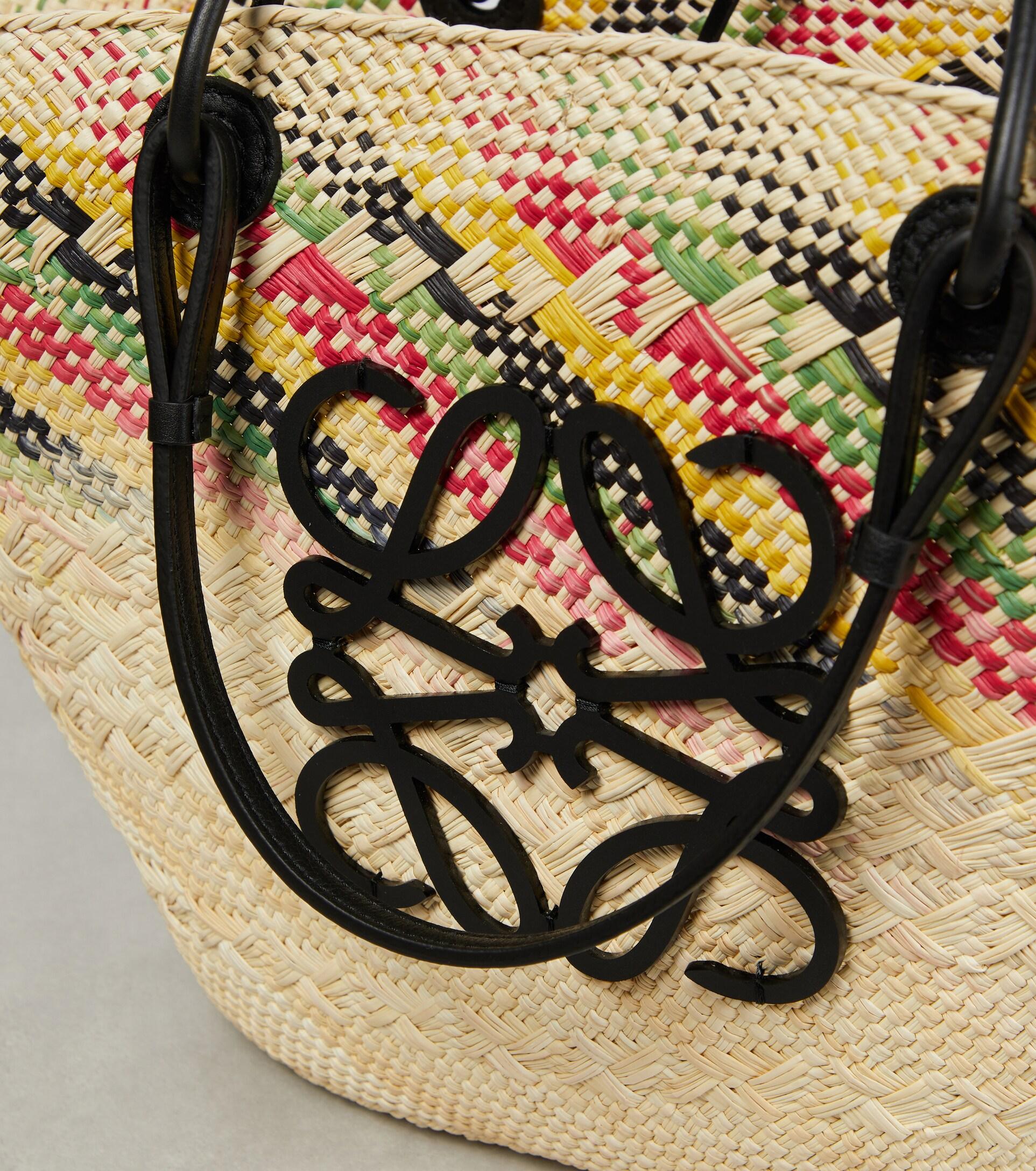 Loewe Luxury Small Anagram Basket Bag In Iraca Palm And Calfskin