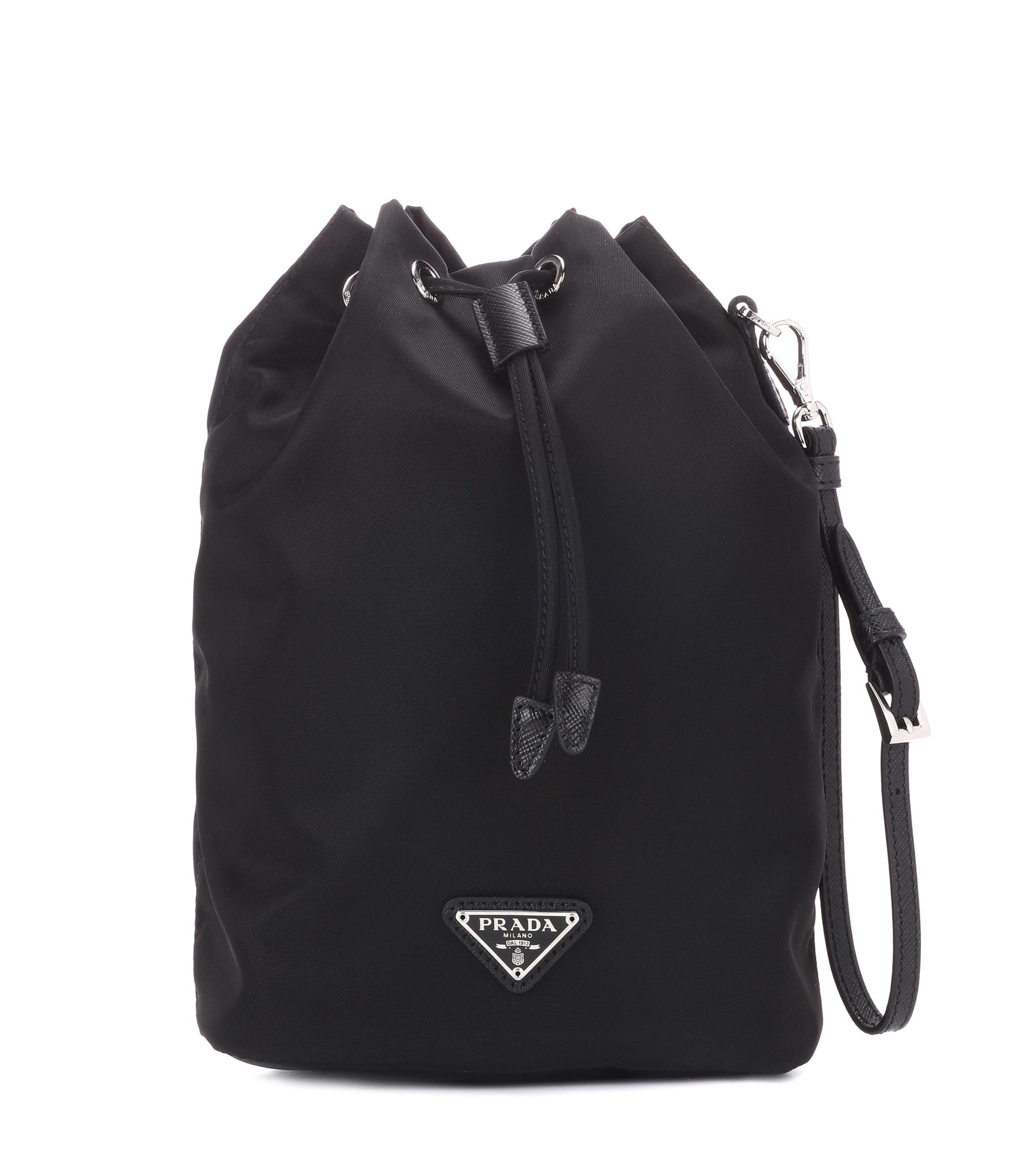 Prada Leather Bucket Bag in Black - Lyst