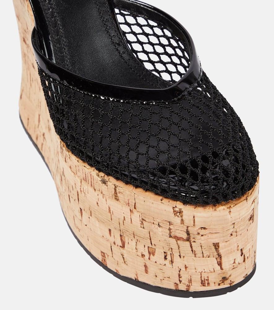 Alaïa Patent Leather And Mesh Wedge Sandals in Black | Lyst