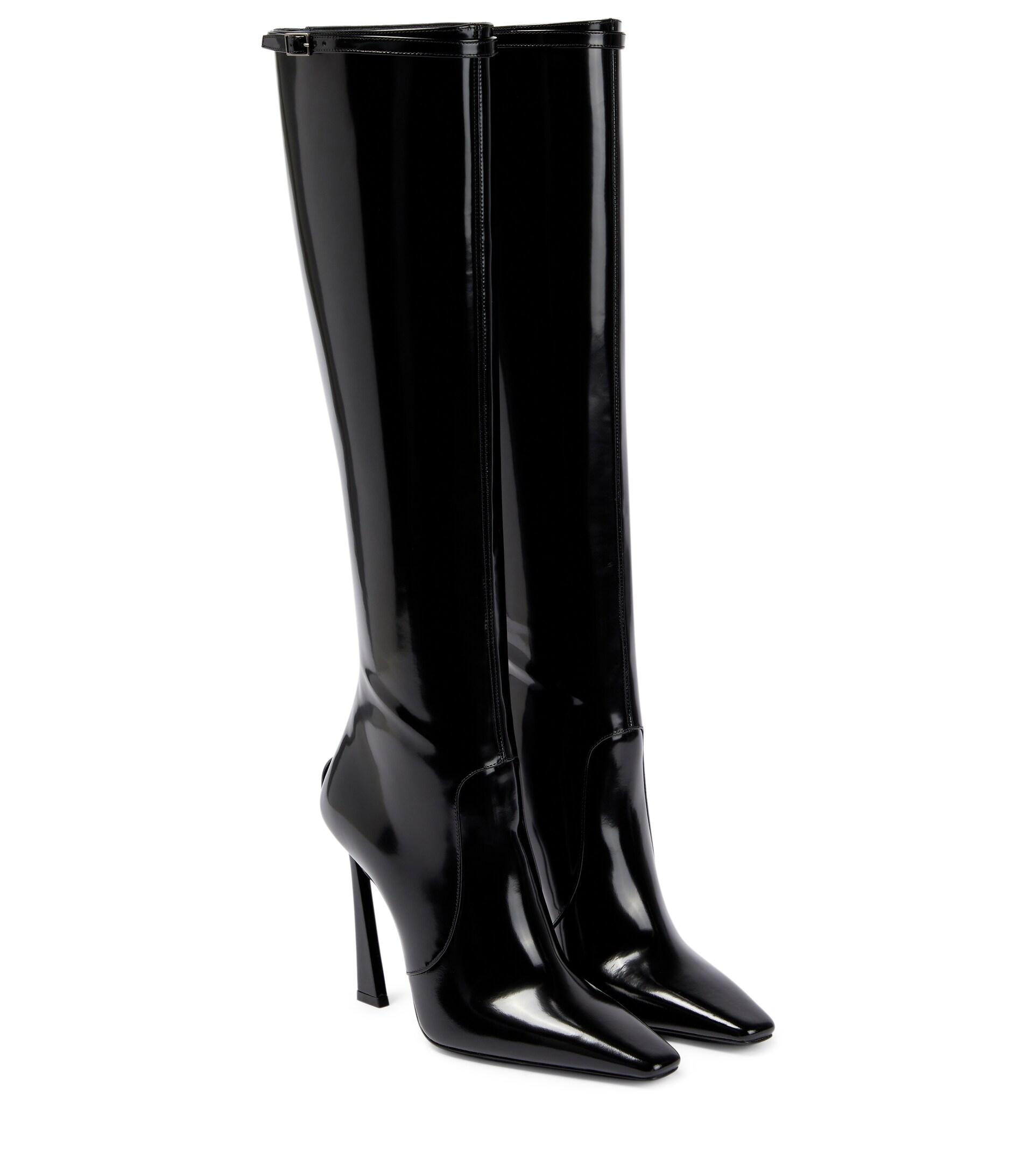 Saint Laurent Tom Patent Leather Knee-high Boots in Black | Lyst
