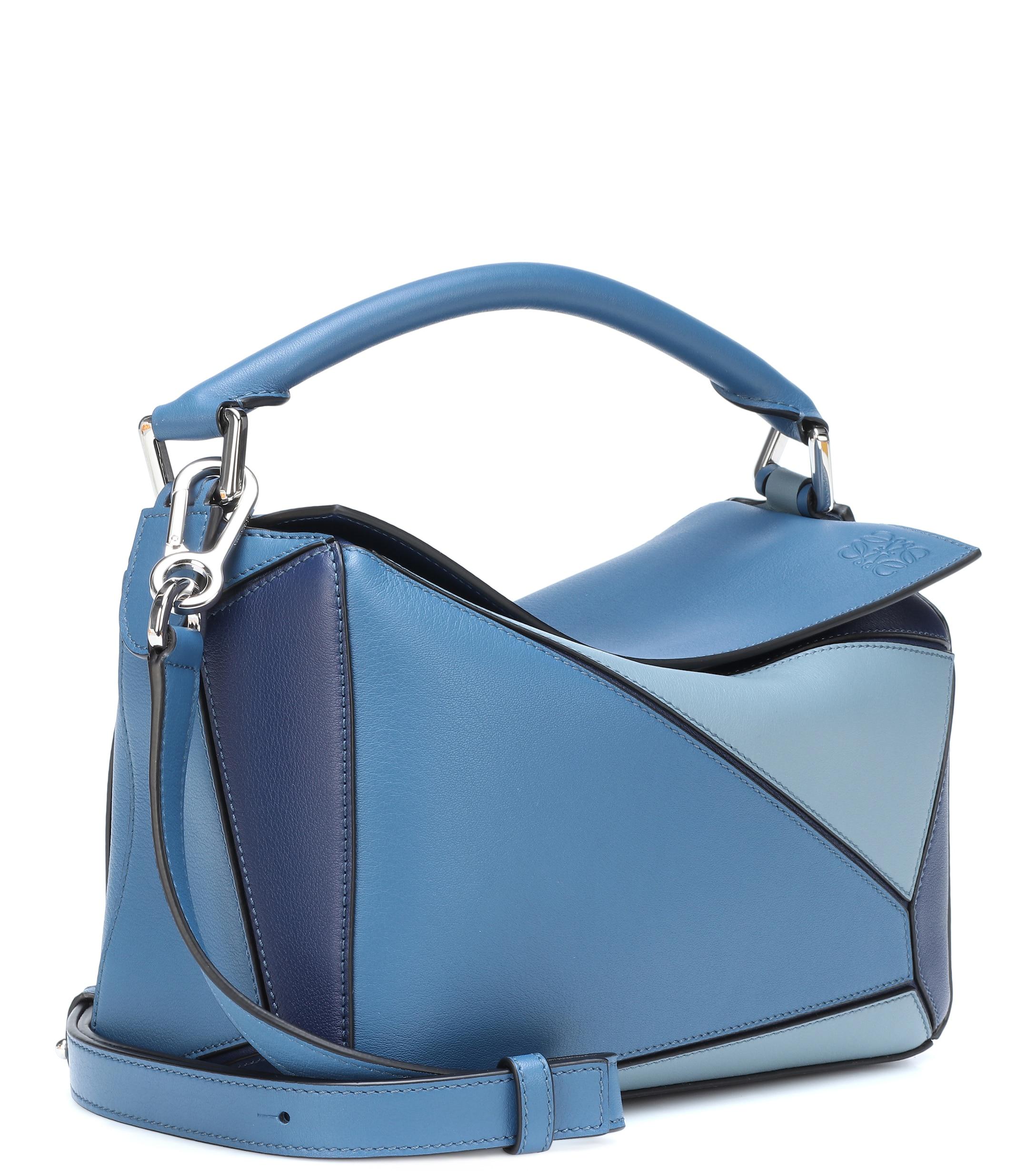 Loewe Puzzle Leather Shoulder Bag in Blue - Lyst