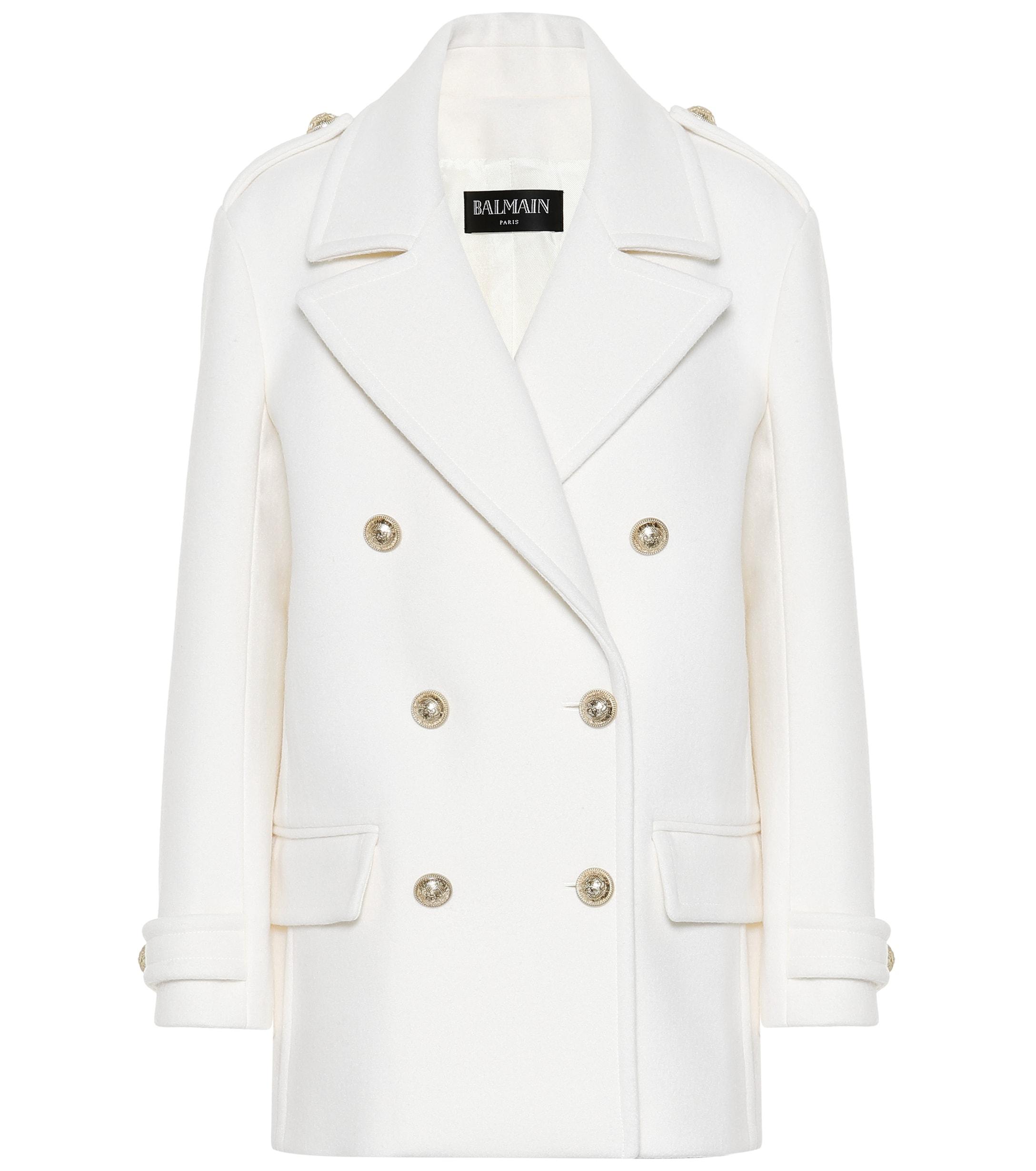 balmain white coat