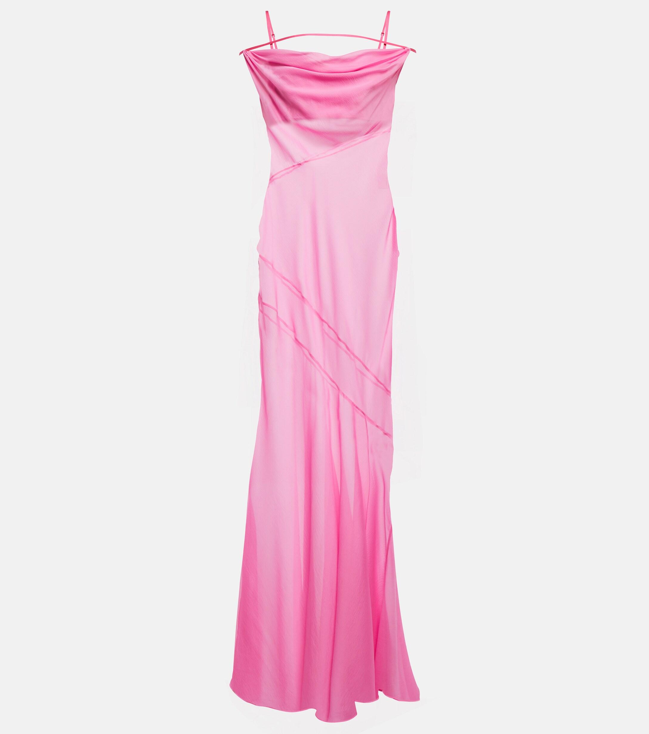 Jacquemus La Robe Draggiu Draped Maxi Dress in Pink | Lyst UK