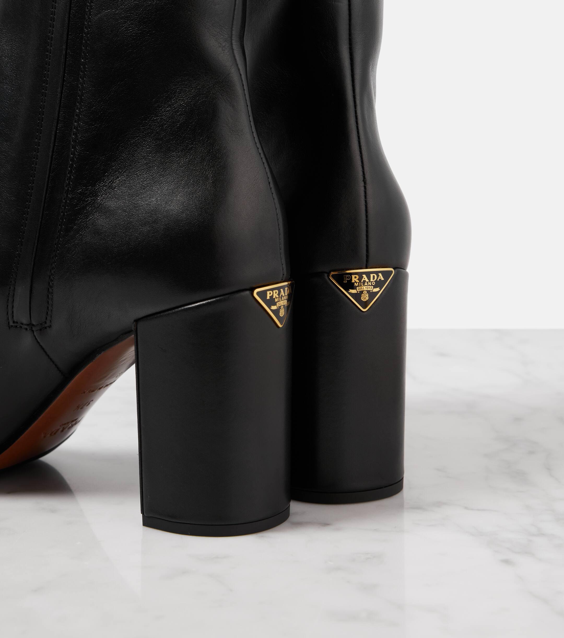 Prada Logo Leather Ankle Boots in Black Lyst UK