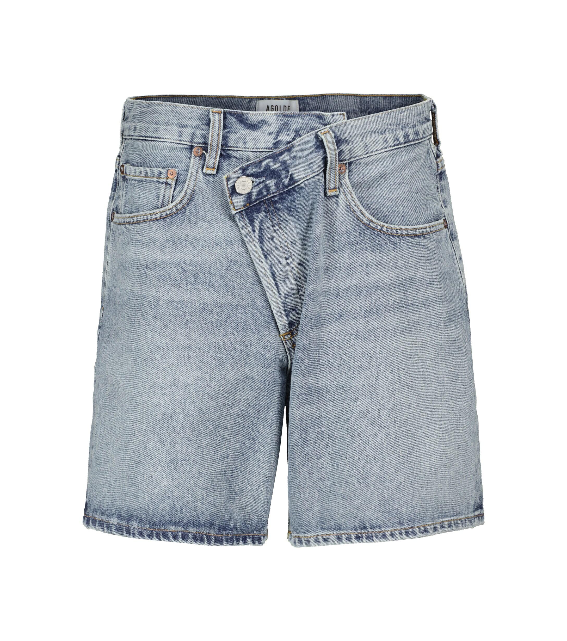 Agolde Criss Cross Denim Shorts in Blue 