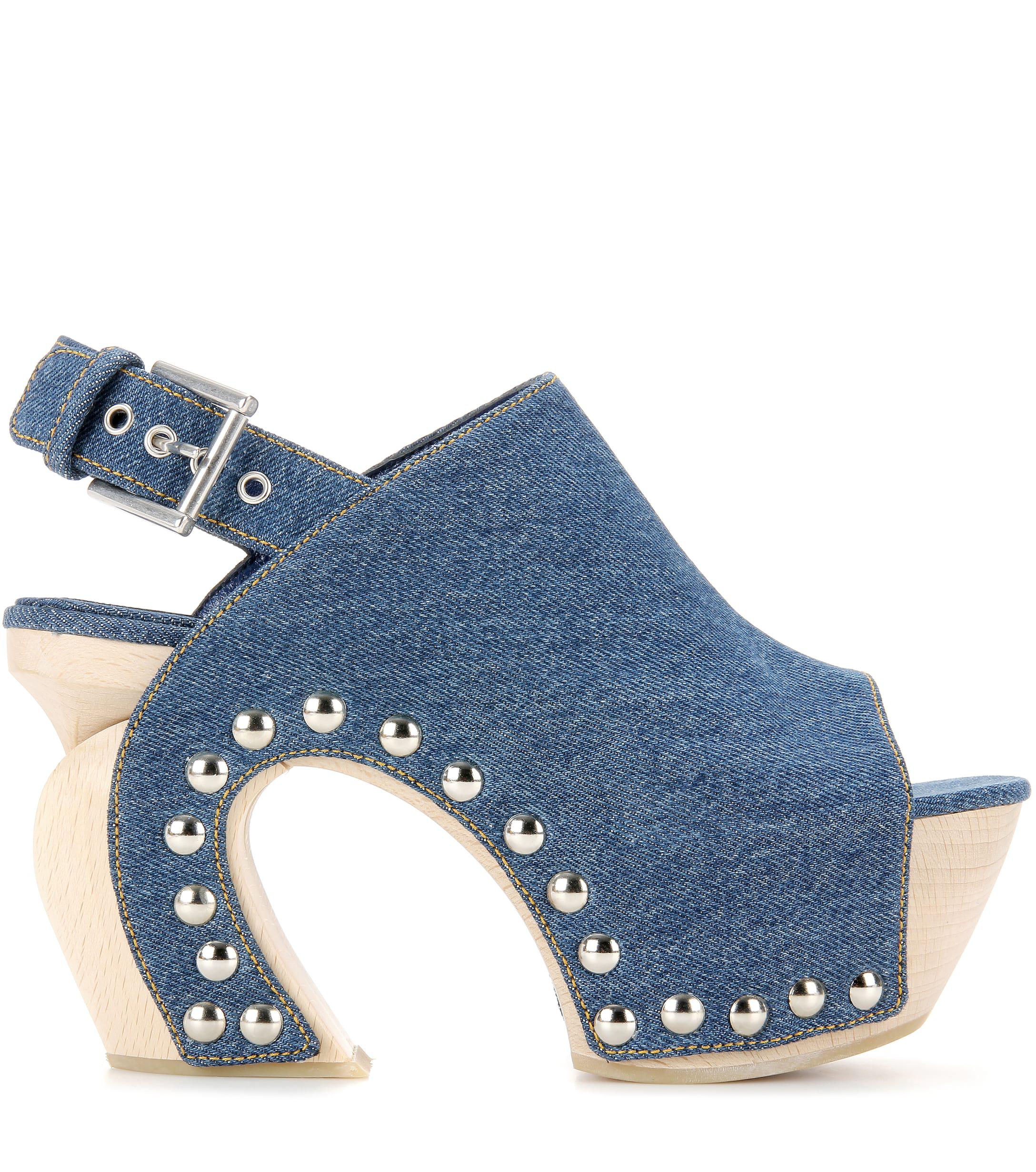 Alexander McQueen Denim Platform Clogs in Blue (Natural) - Lyst