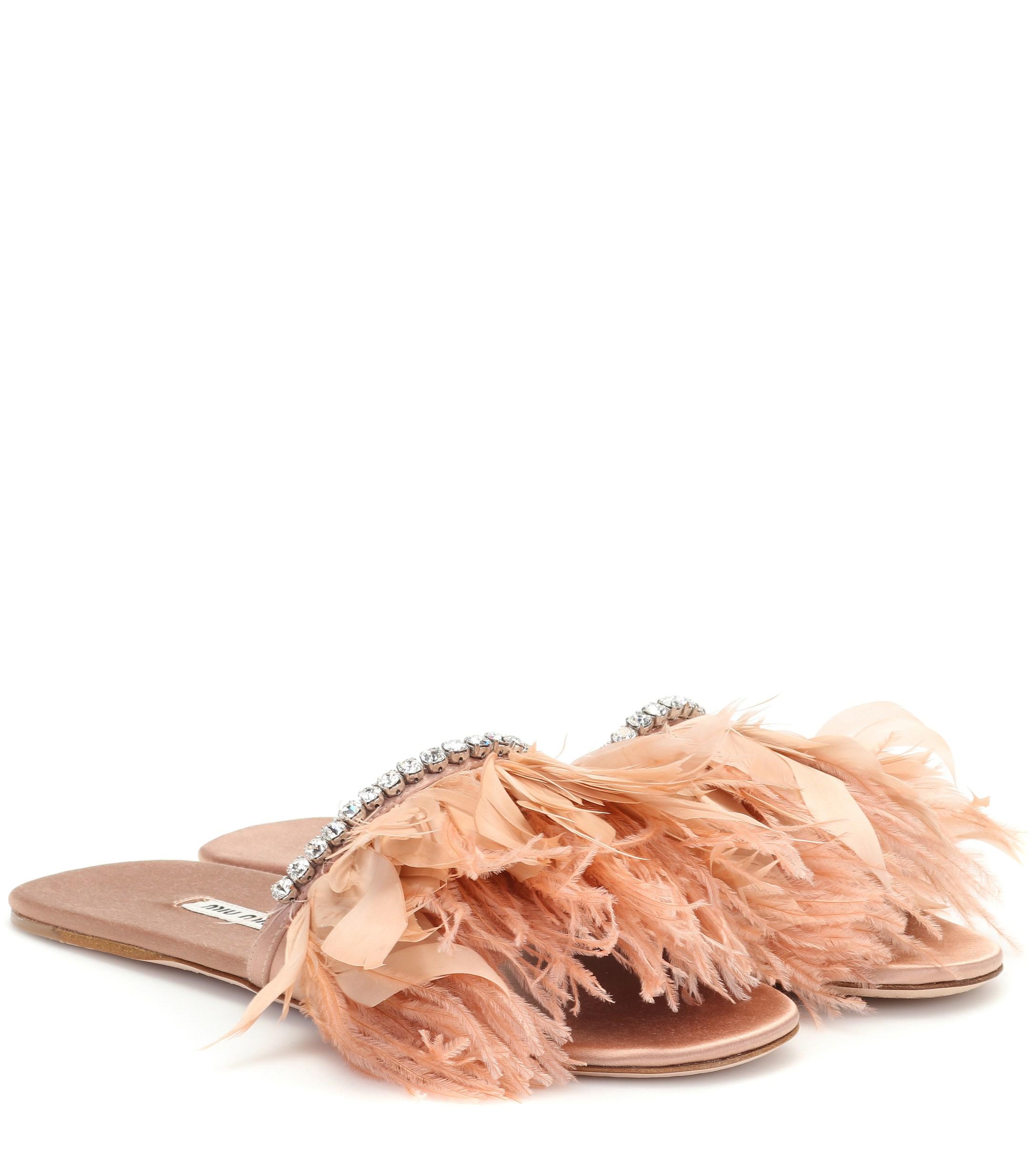 pink feather slides