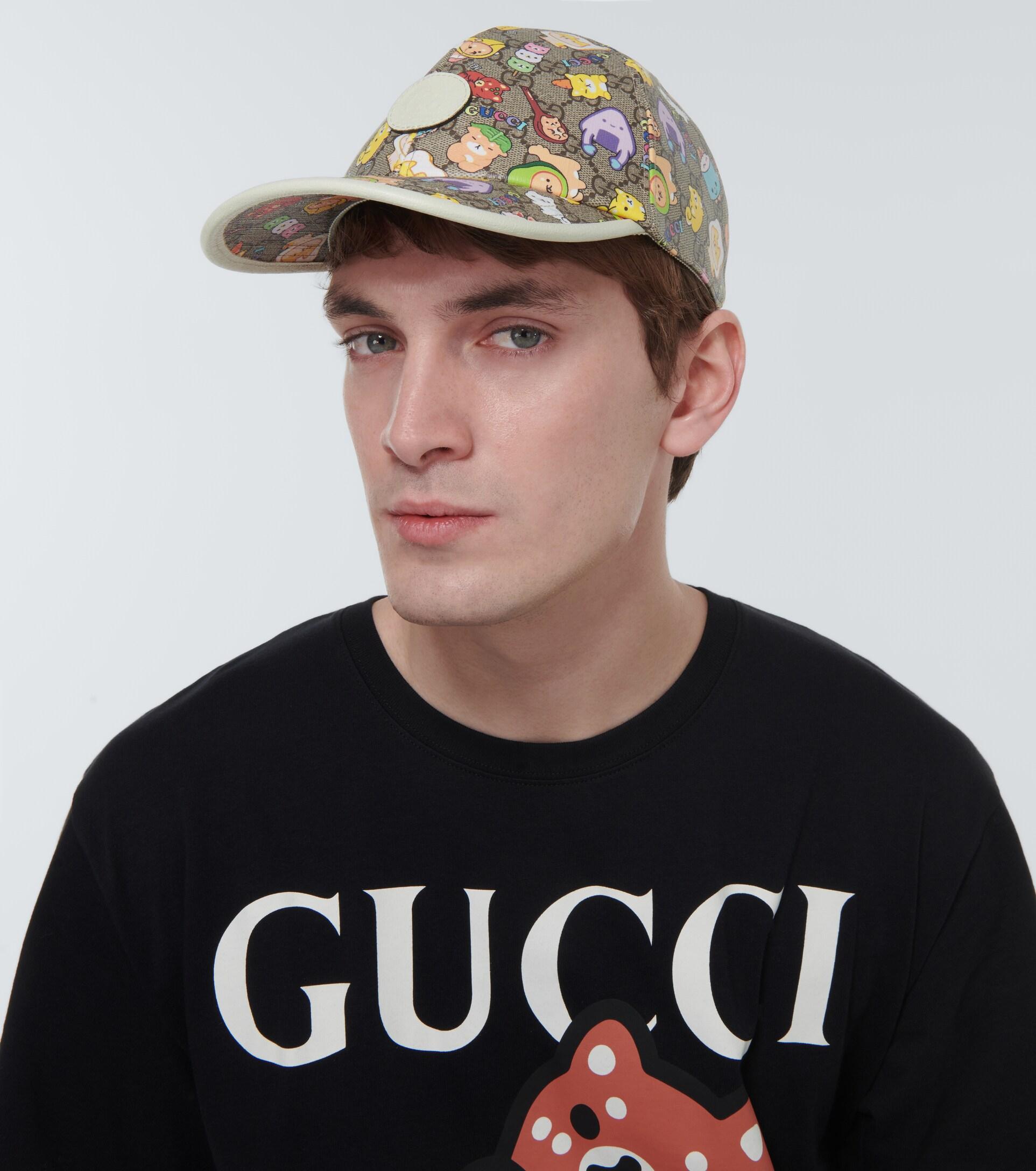 GUCCI フローラ　キャップ Gucci Kawaii Floral Leather-trimmed Cap in Metallic for Men