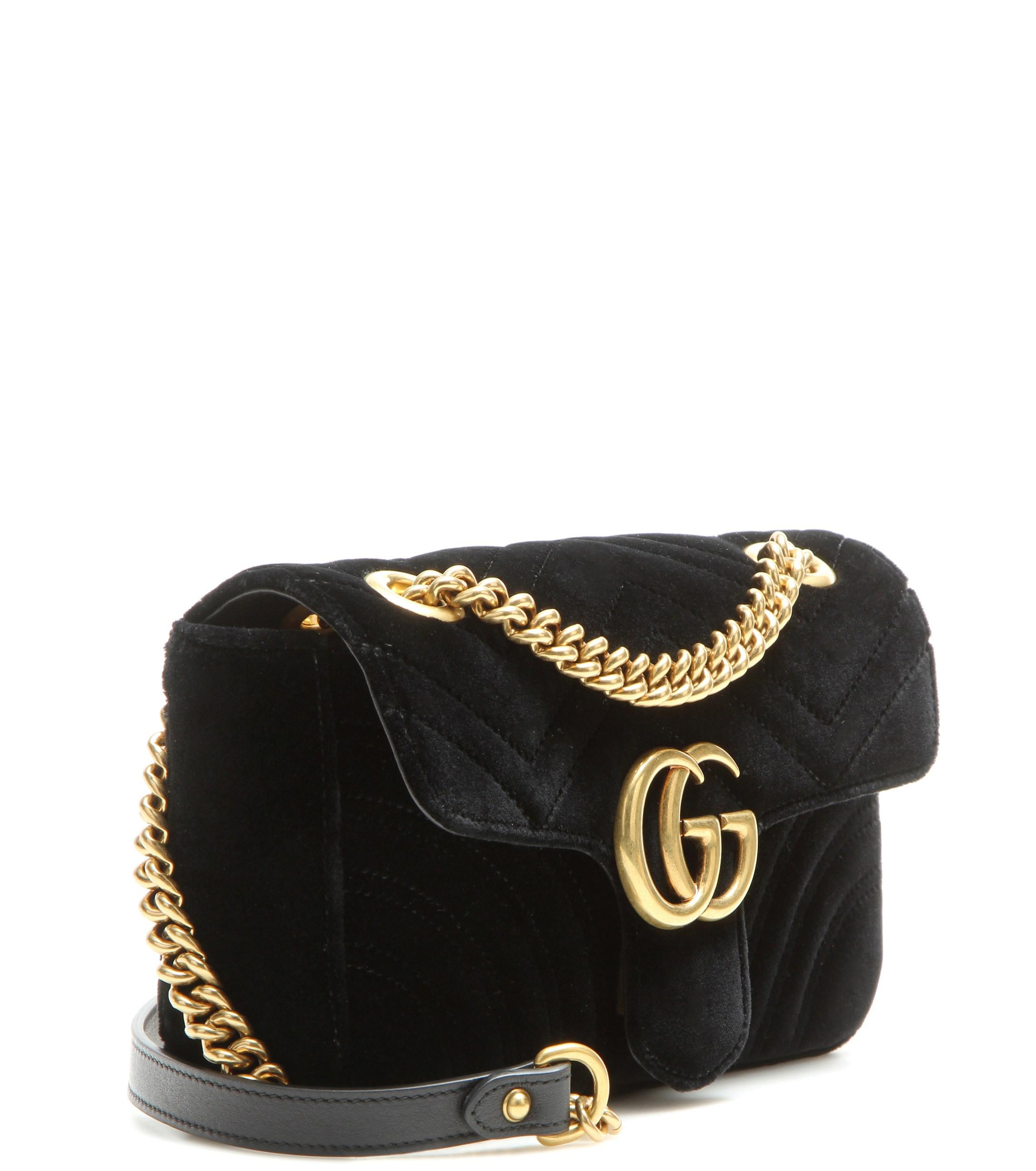 Gucci GG Marmont Mini Velvet Shoulder Bag in Black - Lyst