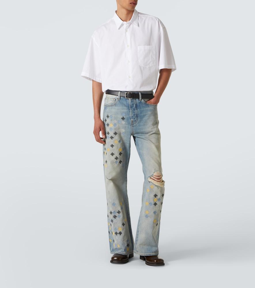 Amiri Ma Quad Embroidered Flared Jeans in Blue for Men | Lyst