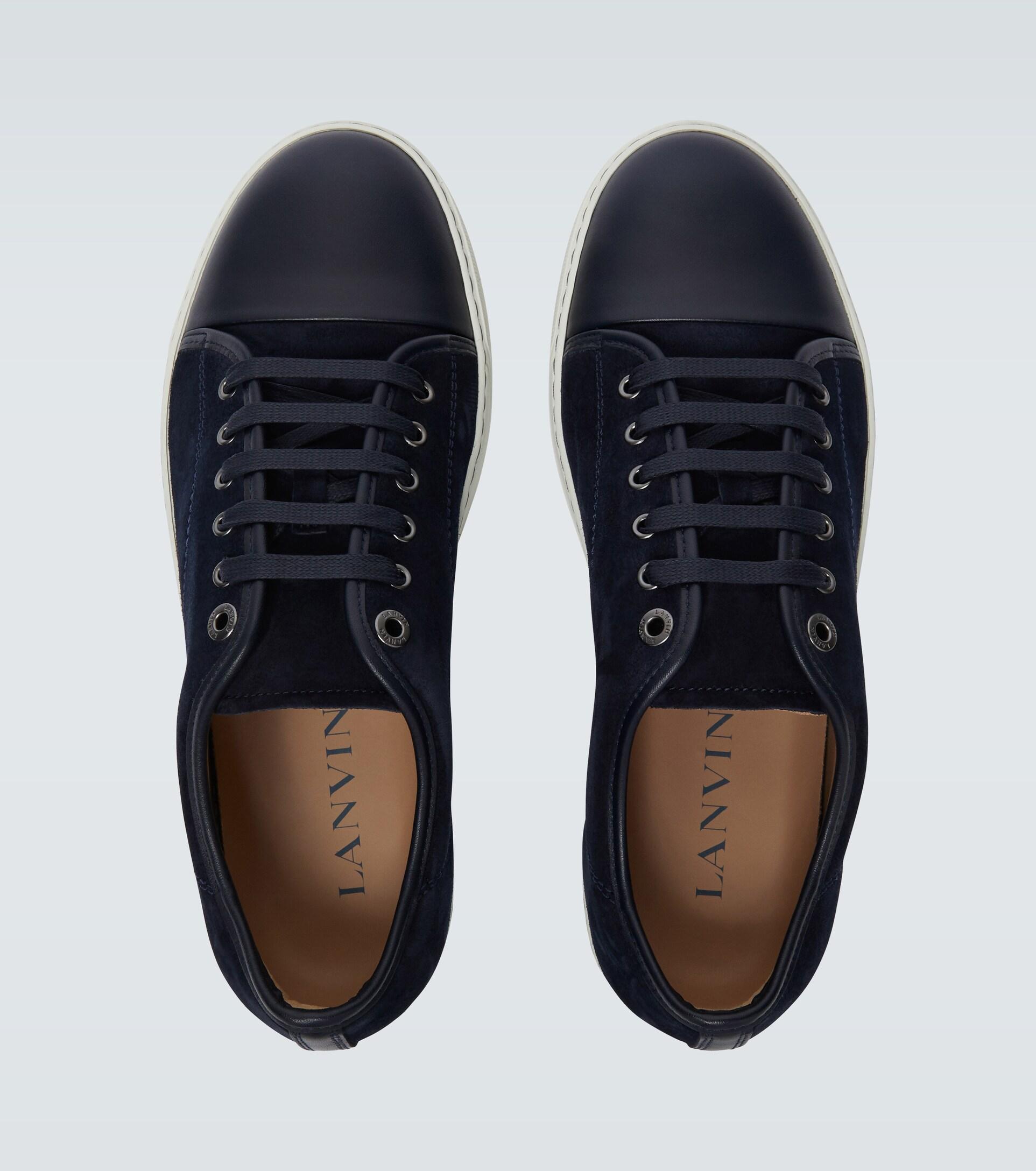 Lanvin Suede And Leather Cap-toe Sneakers in Blue for Men | Lyst