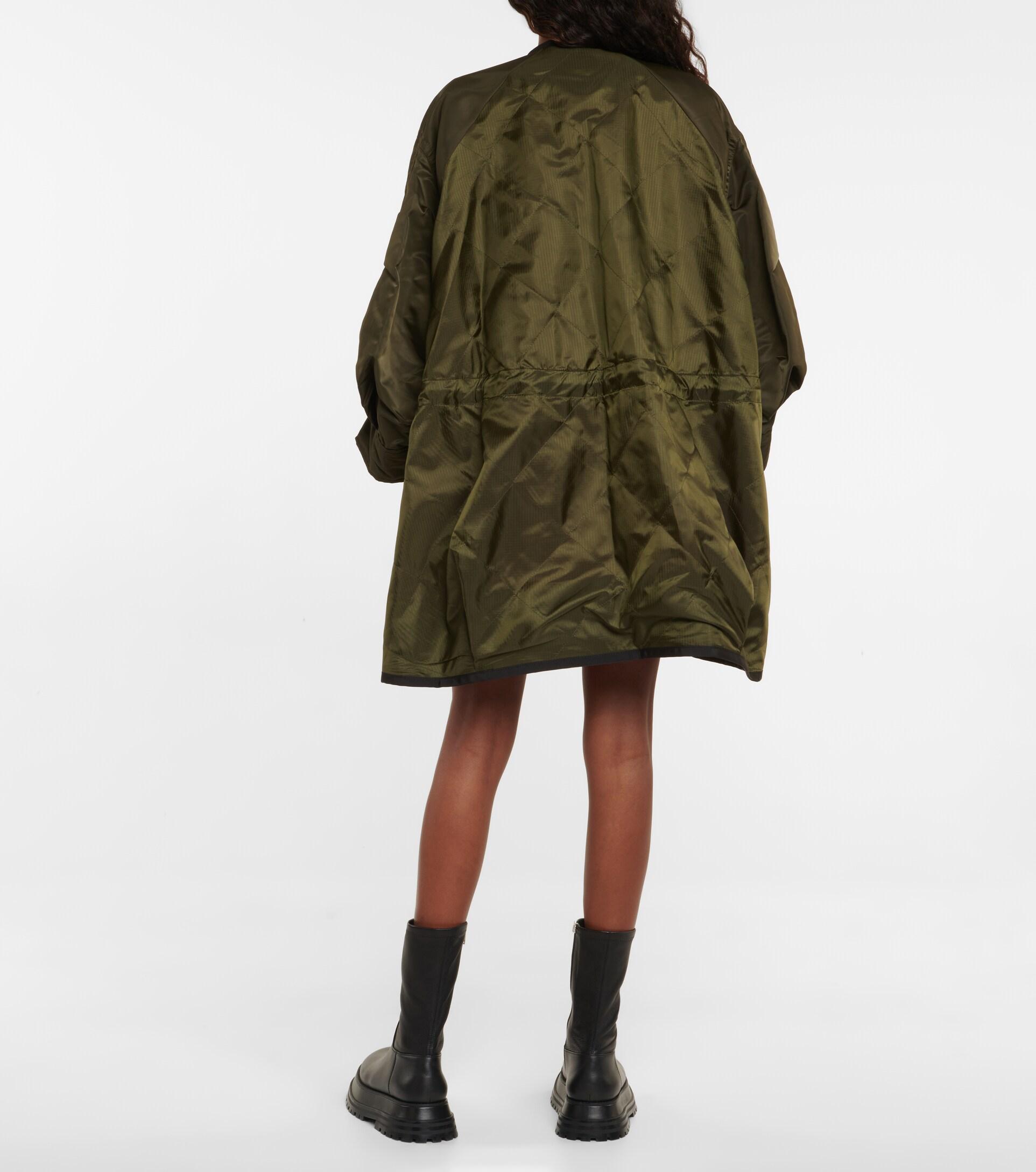 Sacai Women's Green Oversized Quilted Ripstop Coat